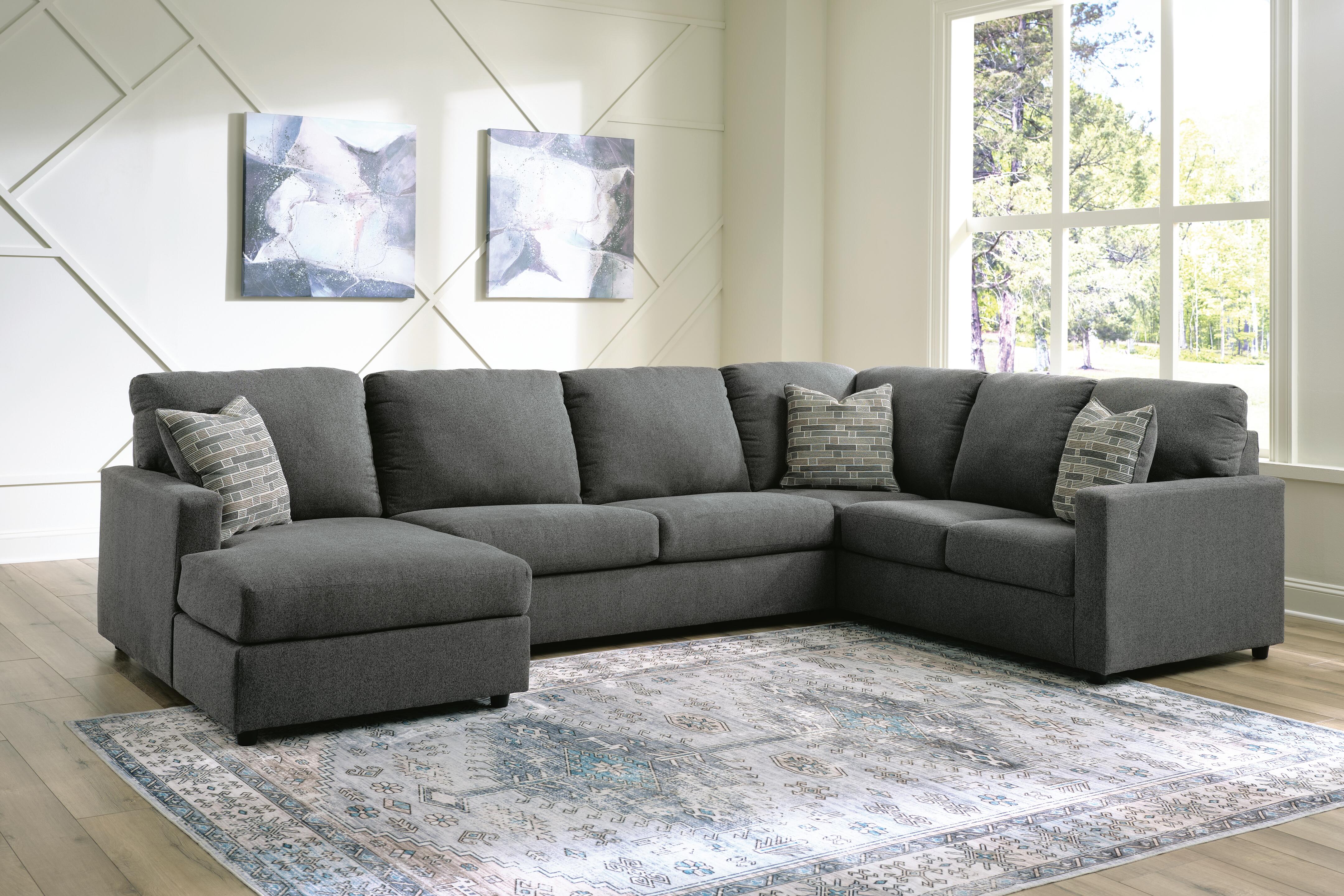 Dar Furniture - Ashley Furniture - Edenfield 3-Piece Sectional with Chaise - RAF 3-Piece Sectional with Chaise / Charcoal - 29003S1