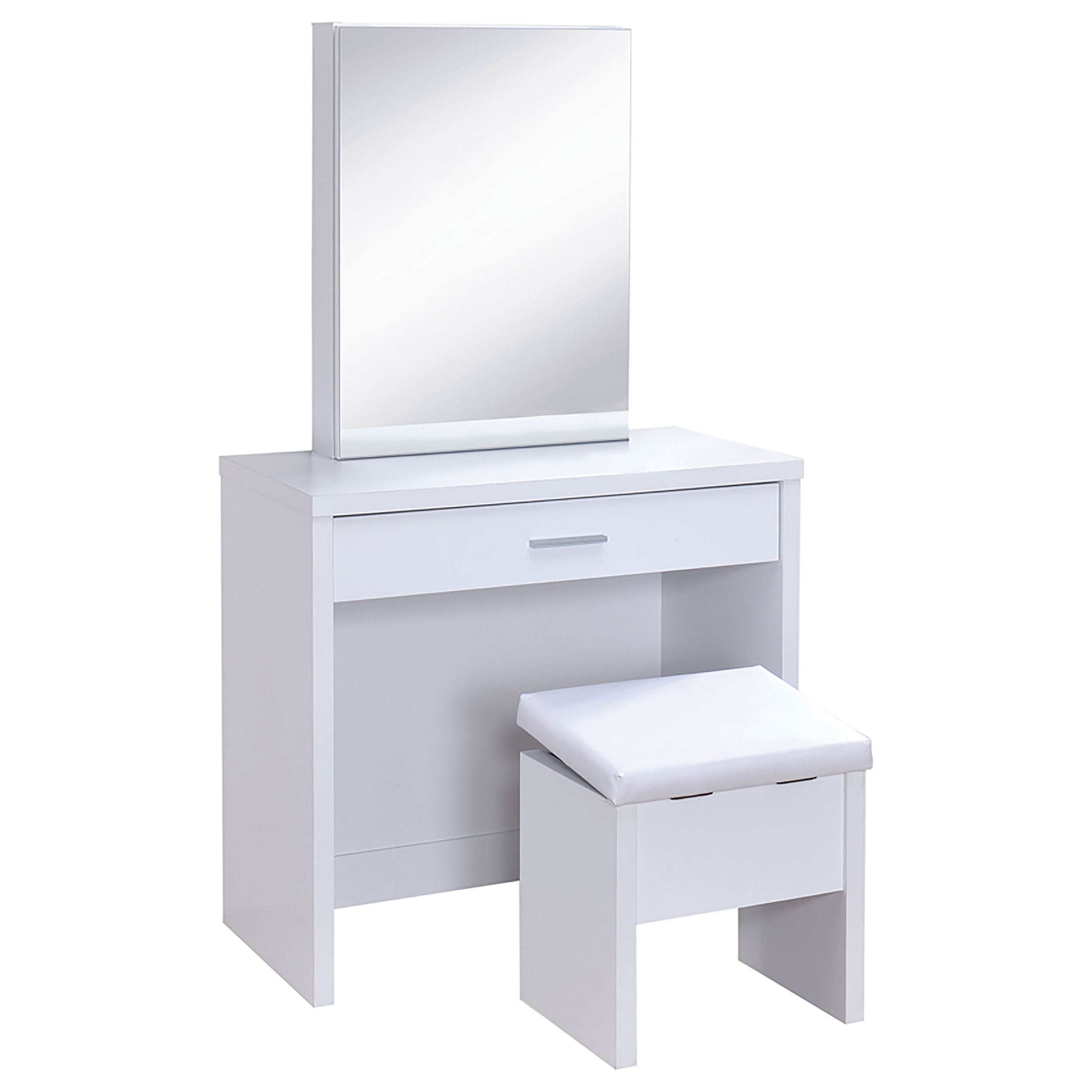 Dar Furniture - Coaster - Harvey Vanity Set with Lift-Top Stool White - 300290