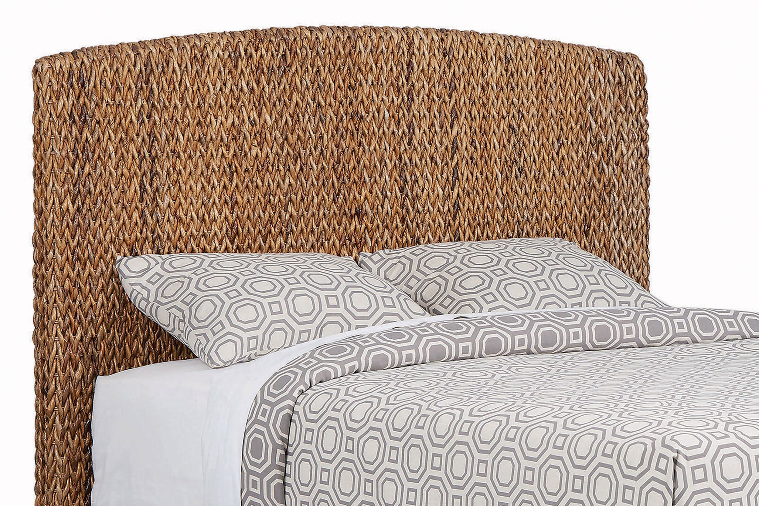 Dar Furniture - Coaster - Laughton Woven Banana Leaf Eastern King Headboard Amber - 300501KEB1