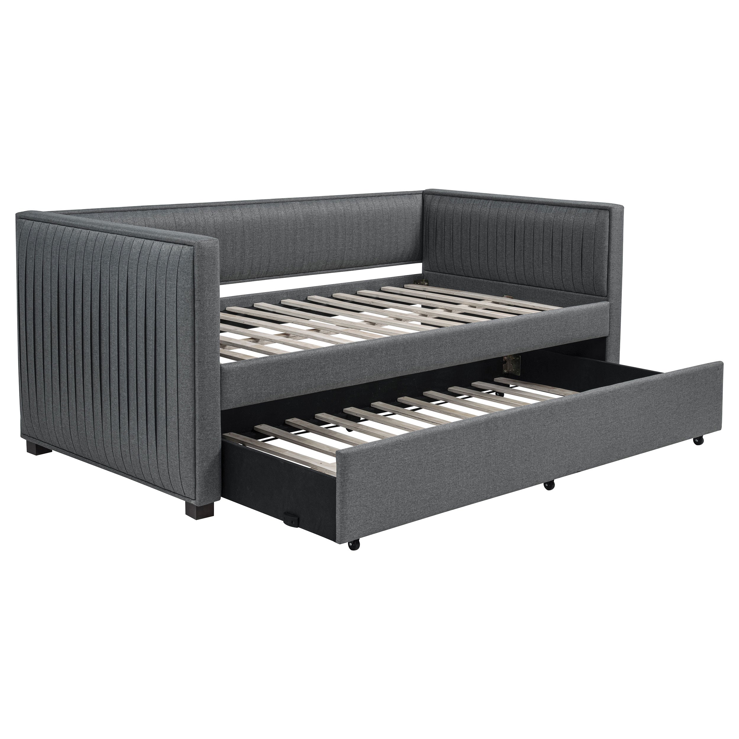 Dar Furniture - Coaster - Brodie Upholstered Twin Daybed with Trundle Grey - 300554