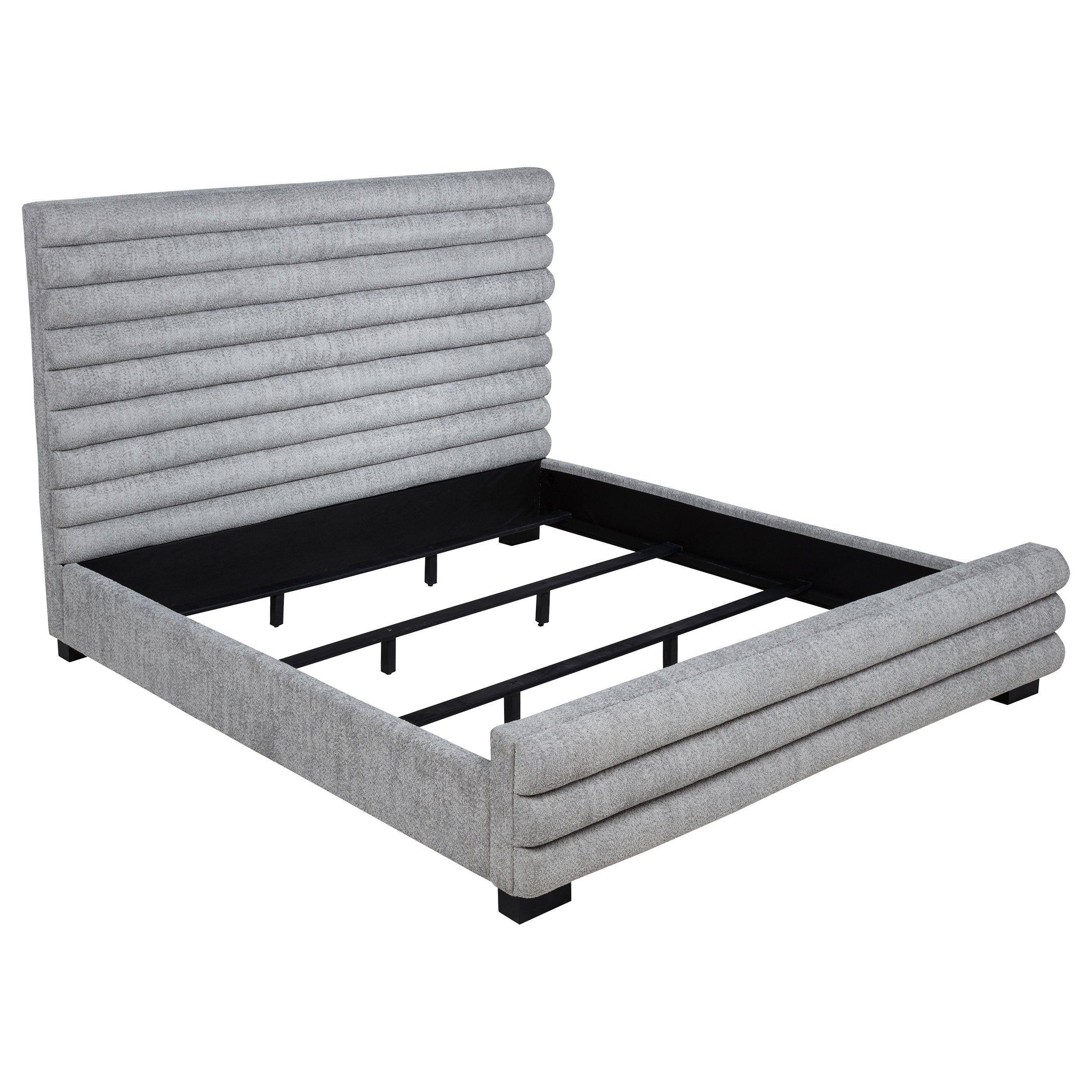 Dar Furniture - Coaster - Patricia 58-inch Boucle Upholstered Eastern King Bed Grey - 300719KE