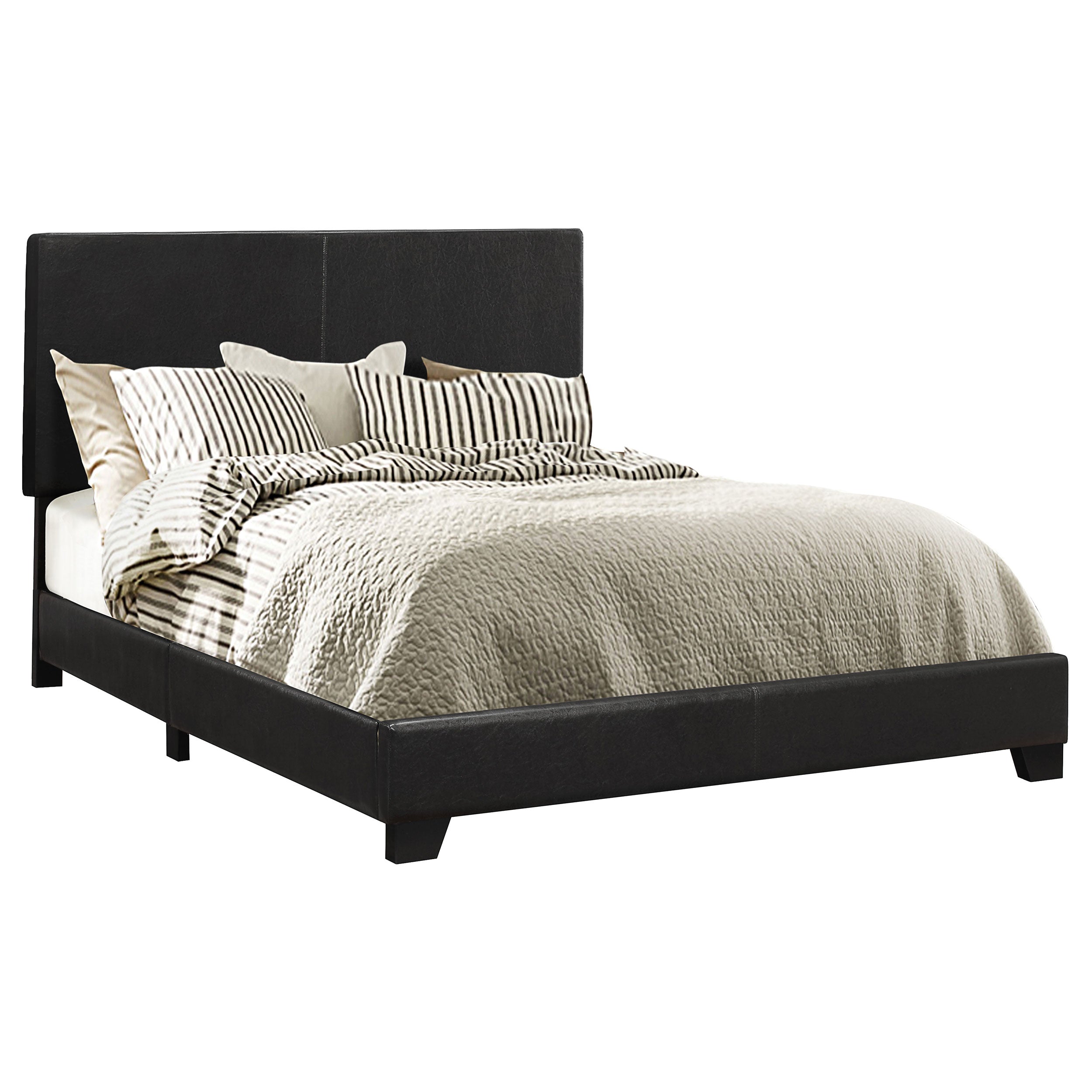 Dar Furniture - Coaster - Dorian Faux Leather Upholstered Queen Panel Bed Black - 300761Q