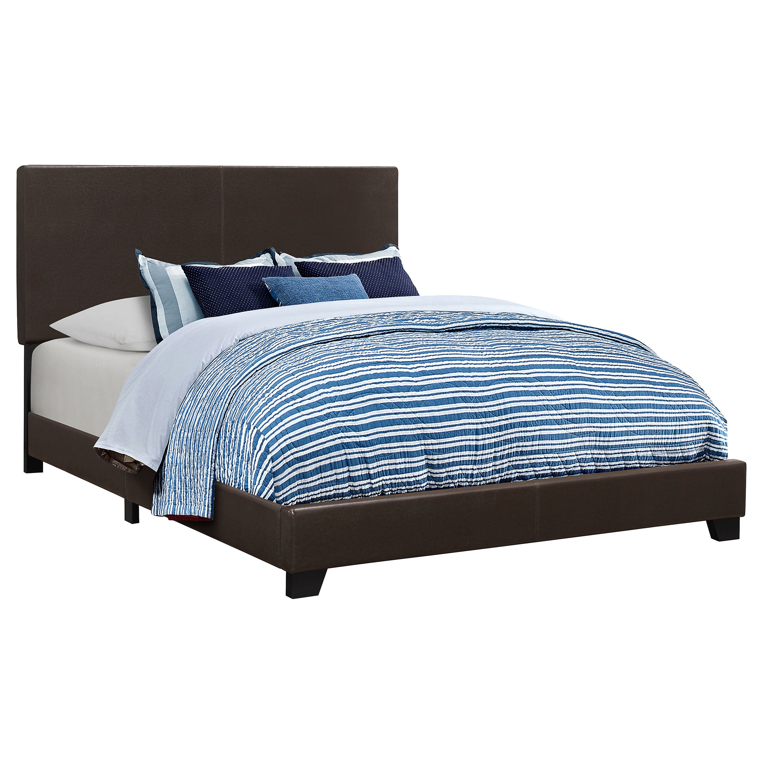 Dar Furniture - Coaster - Dorian Faux Leather Upholstered California King Bed Brown - 300762KW