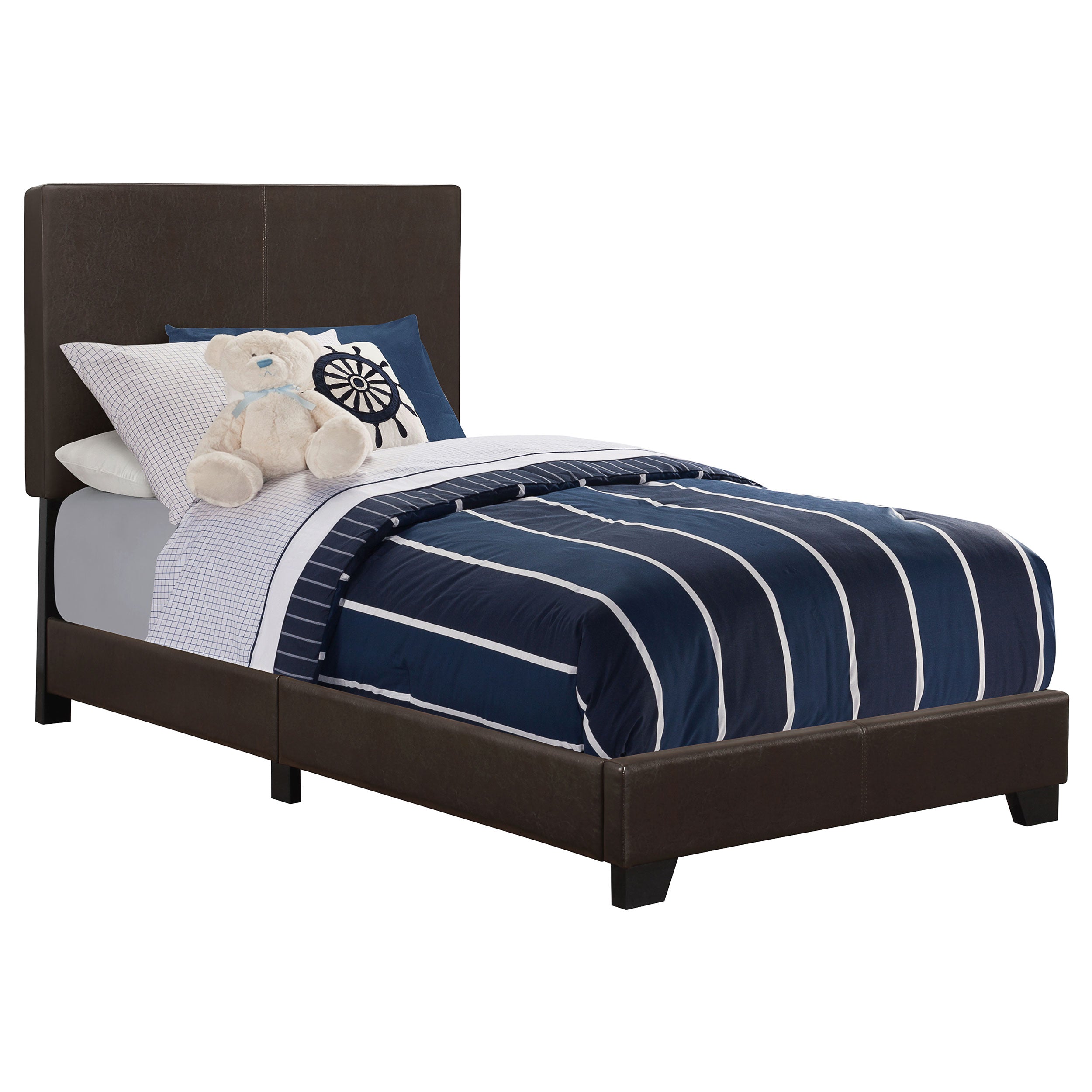 Dar Furniture - Coaster - Dorian Faux Leather Upholstered Twin Panel Bed Brown - 300762T
