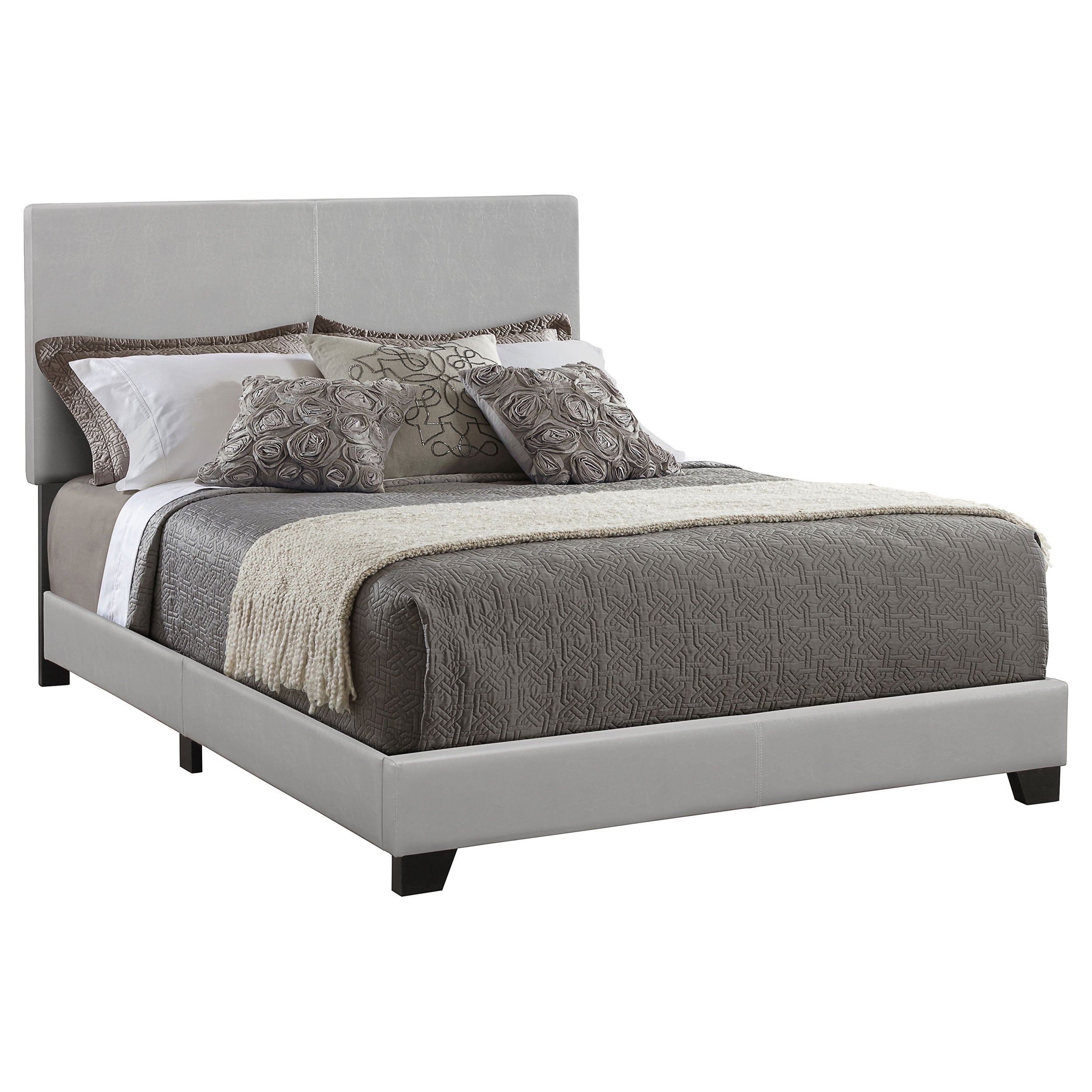 Dar Furniture - Coaster - Dorian Faux Leather Upholstered Full Panel Bed Grey - 300763F