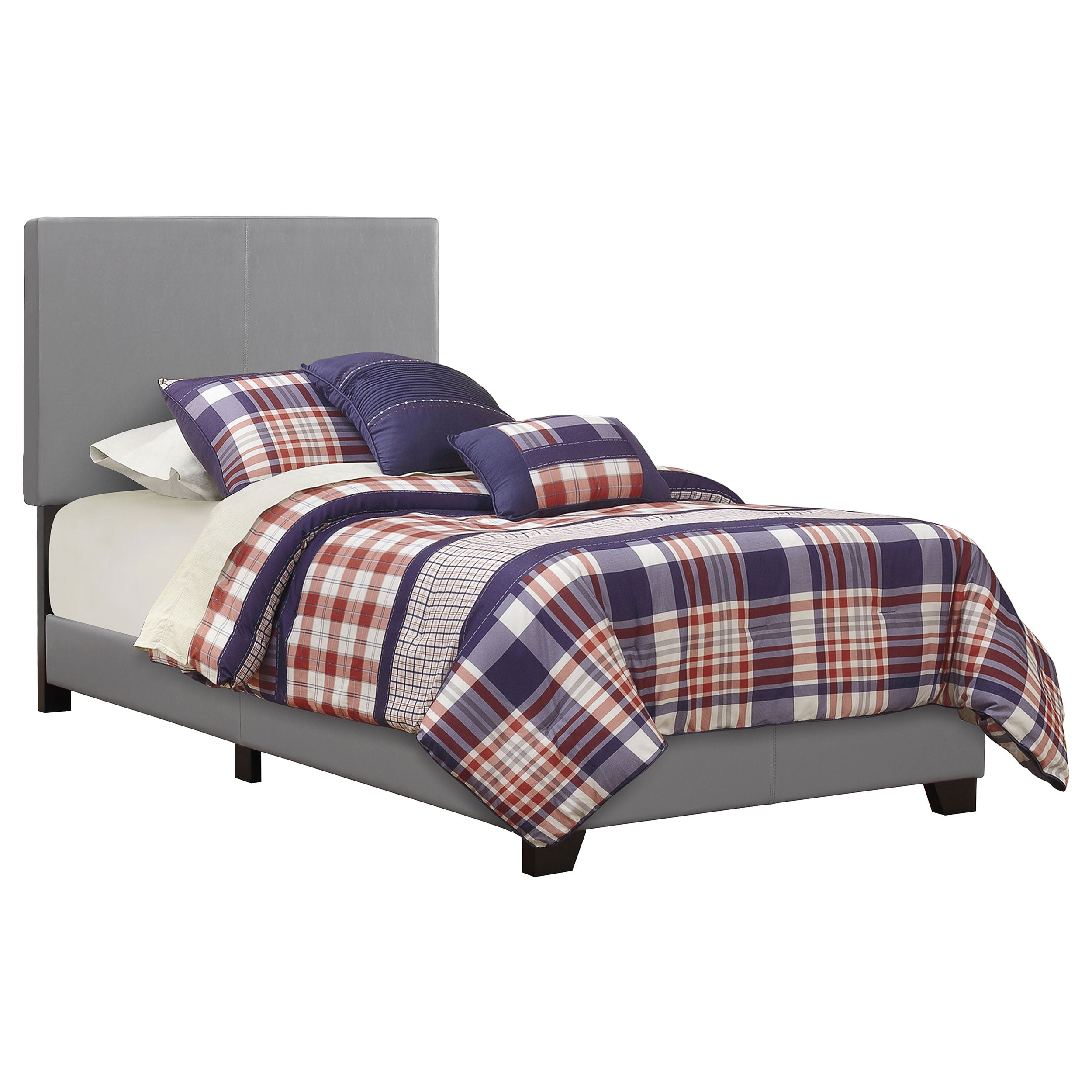 Dar Furniture - Coaster - Dorian Faux Leather Upholstered Twin Panel Bed Grey - 300763T