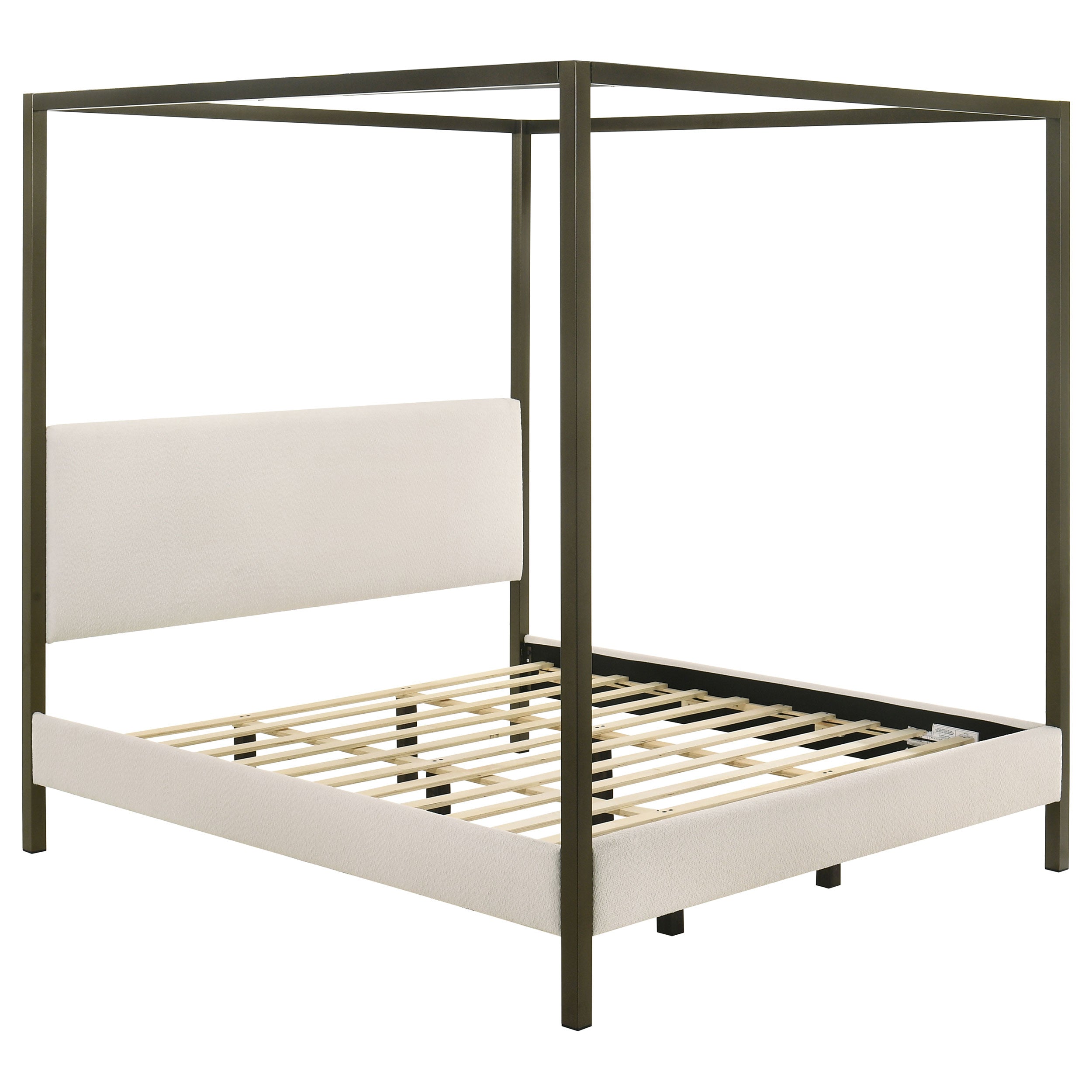 Dar Furniture - Coaster - Monroe Upholstered Eastern King Canopy Bed Vanilla - 300834KE