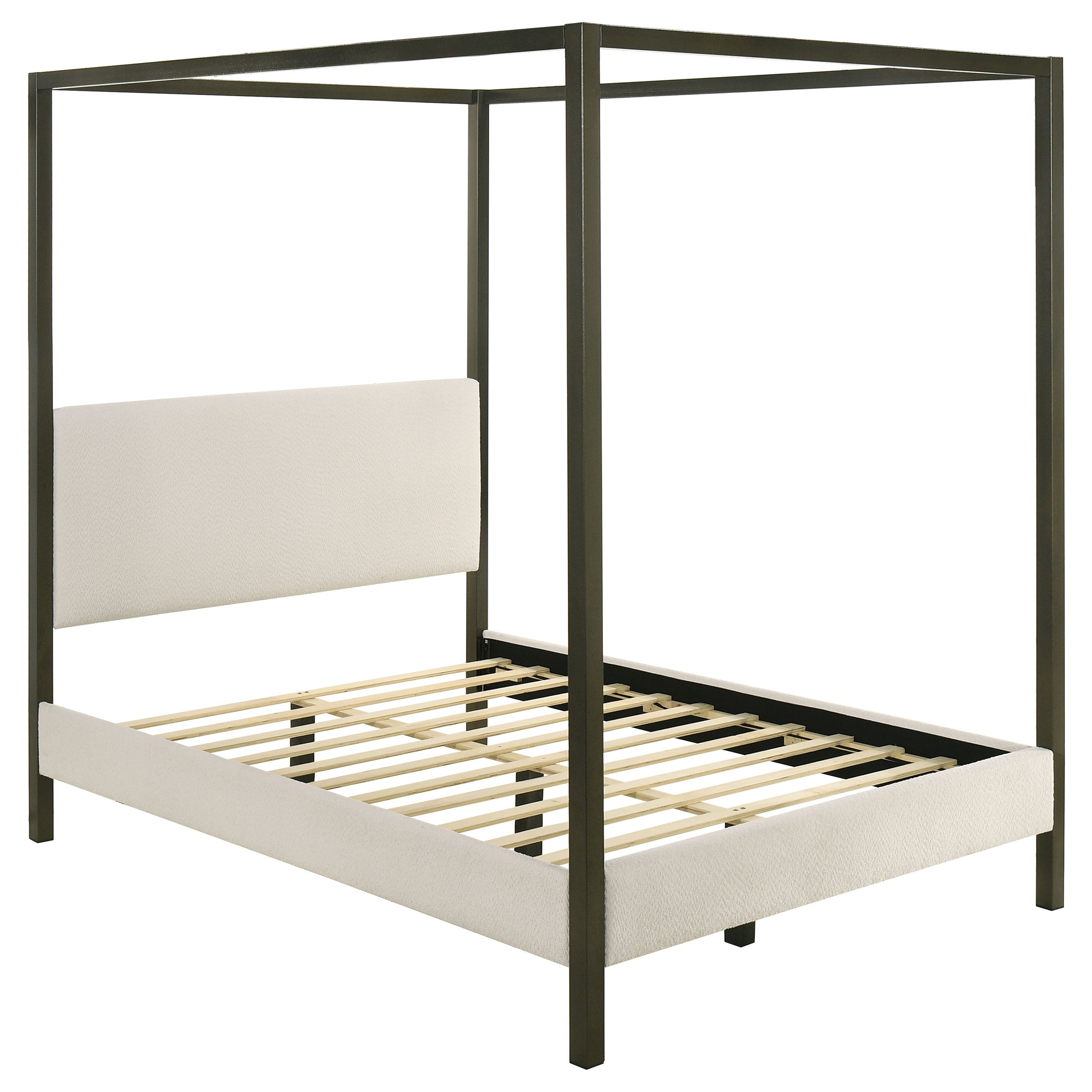 Dar Furniture - Coaster - Monroe Upholstered Queen Canopy Bed Vanilla - 300834Q