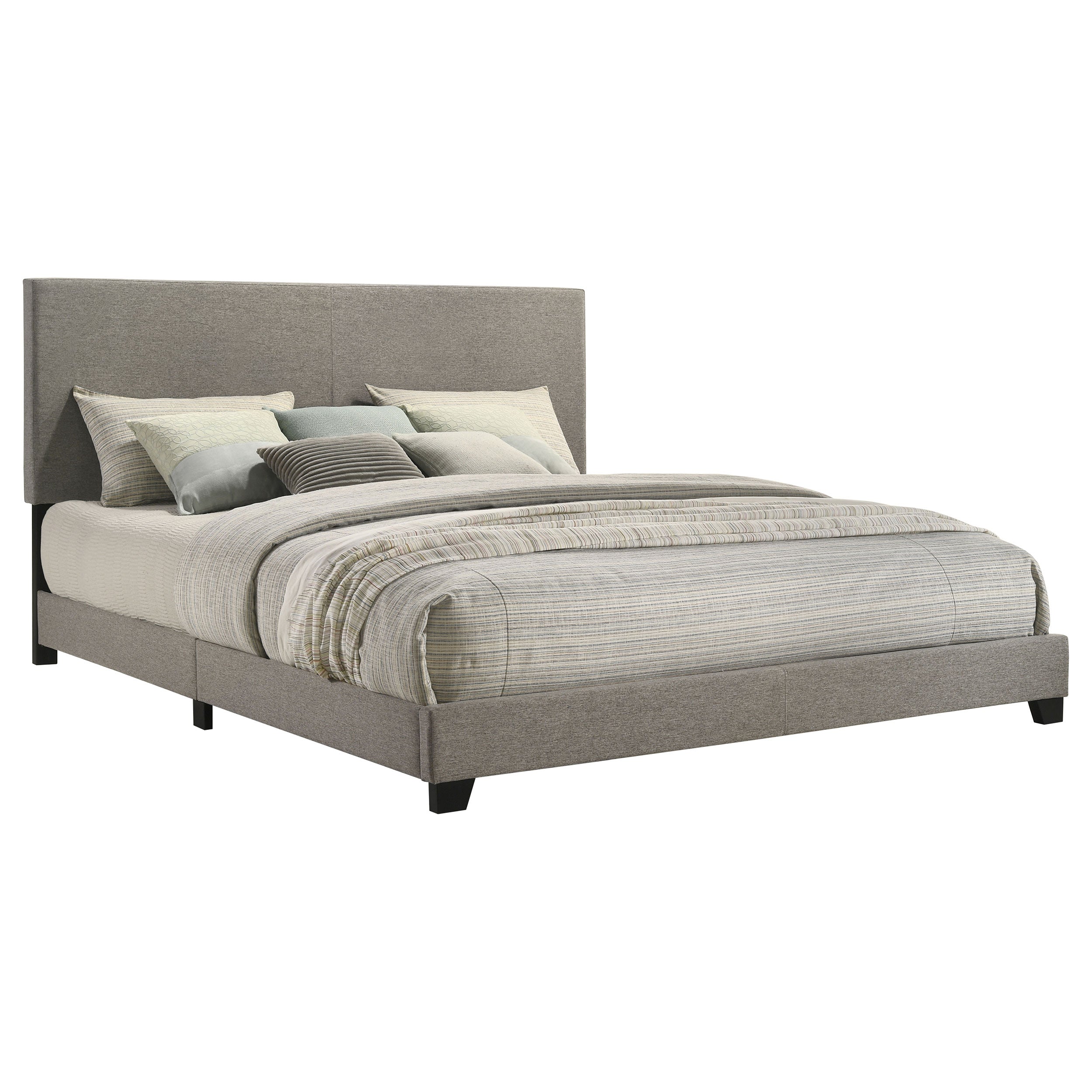 Dar Furniture - Coaster - Dorian Fabric Upholstered Eastern King Panel Bed Taupe - 300851KE
