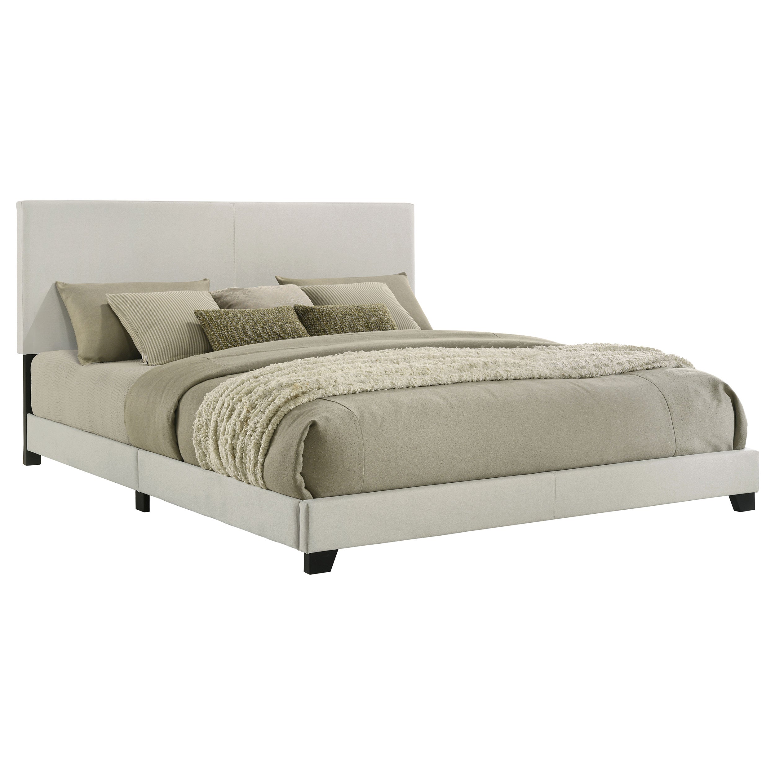 Dar Furniture - Coaster - Dorian Fabric Upholstered California King Panel Bed Cream - 300852KW