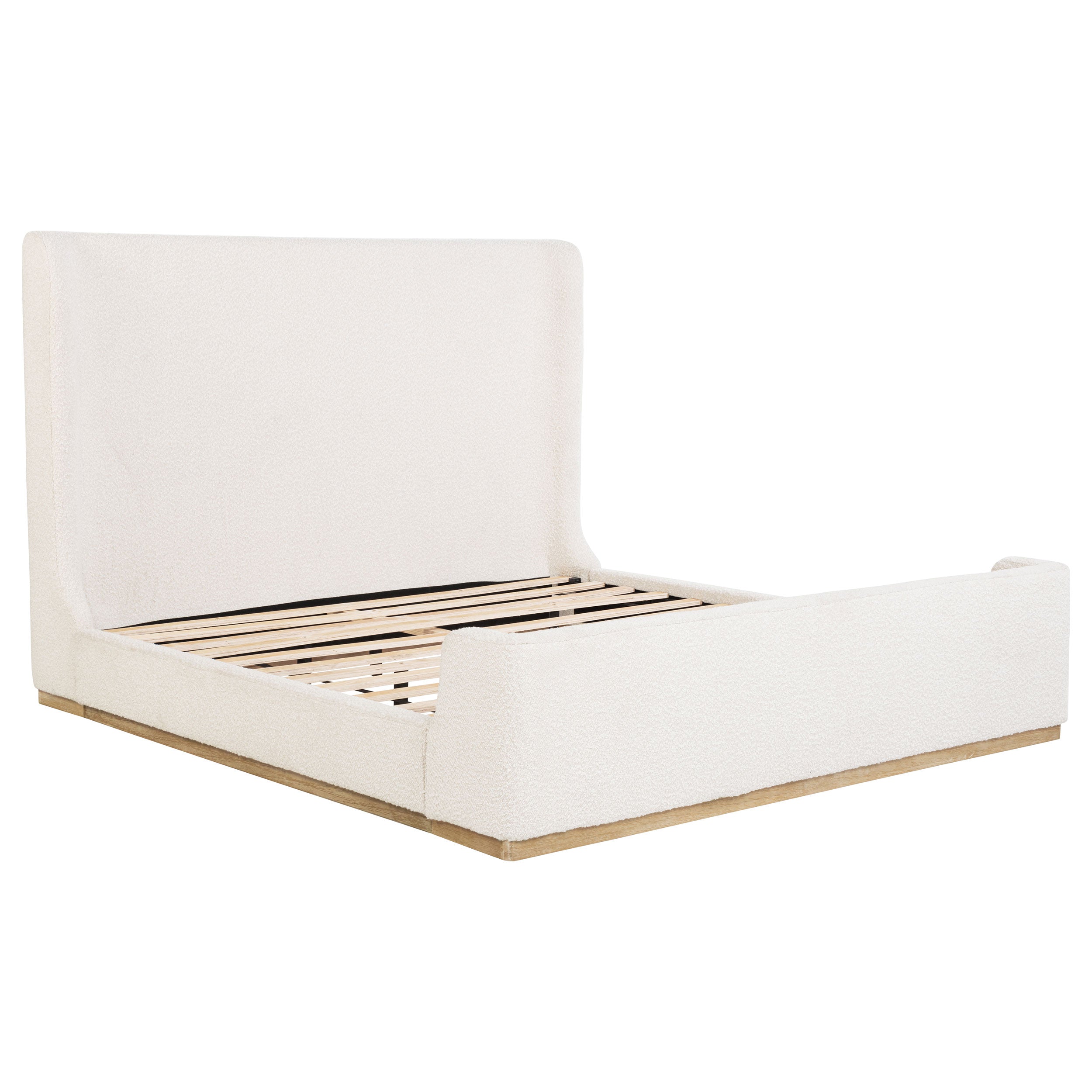 Dar Furniture - Coaster - Nala Upholstered Eastern King Sleigh Bed Cream - 302046KE