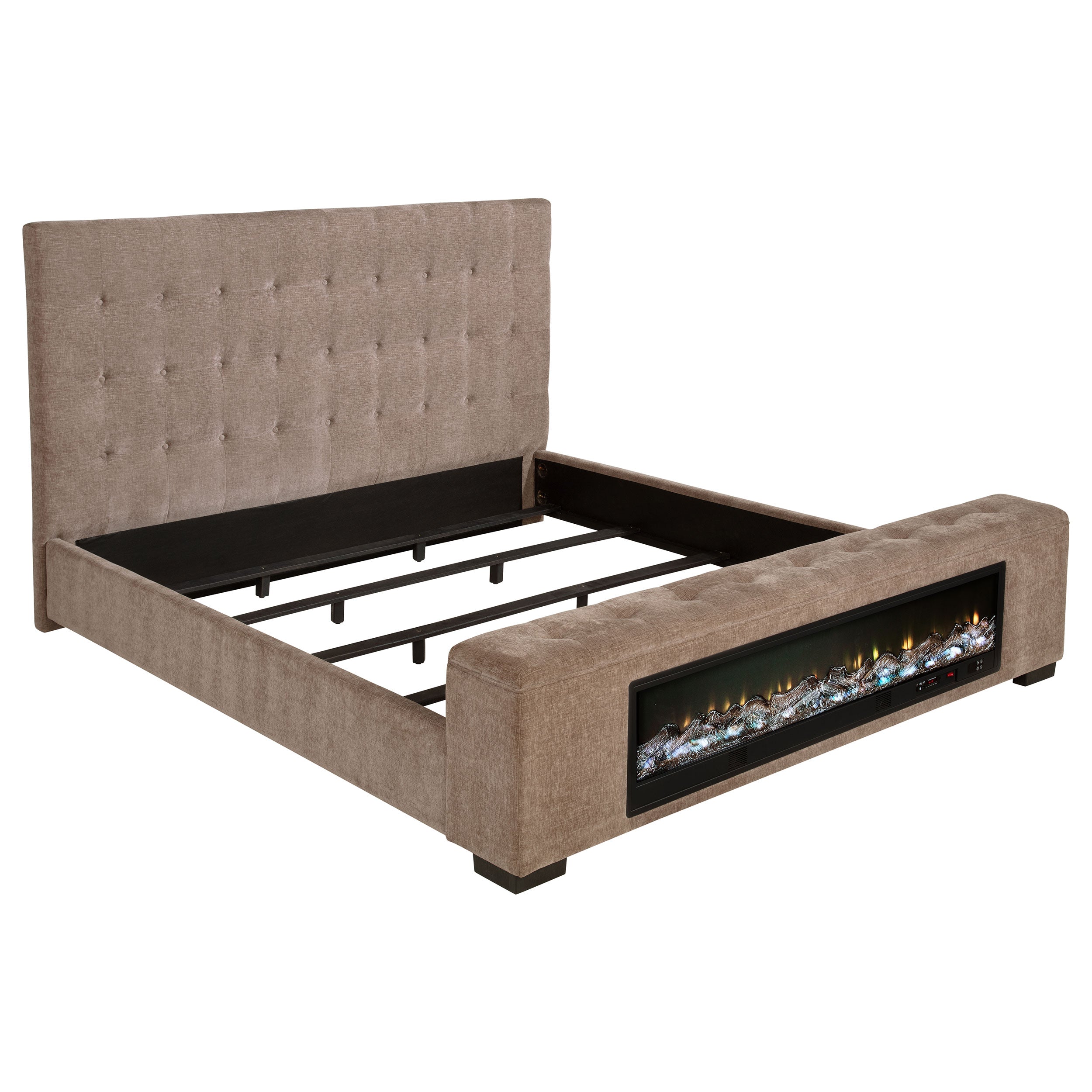 Dar Furniture - Coaster - Senna Upholstered Queen Audio Flame Visualizer Bed Brown - 305811Q