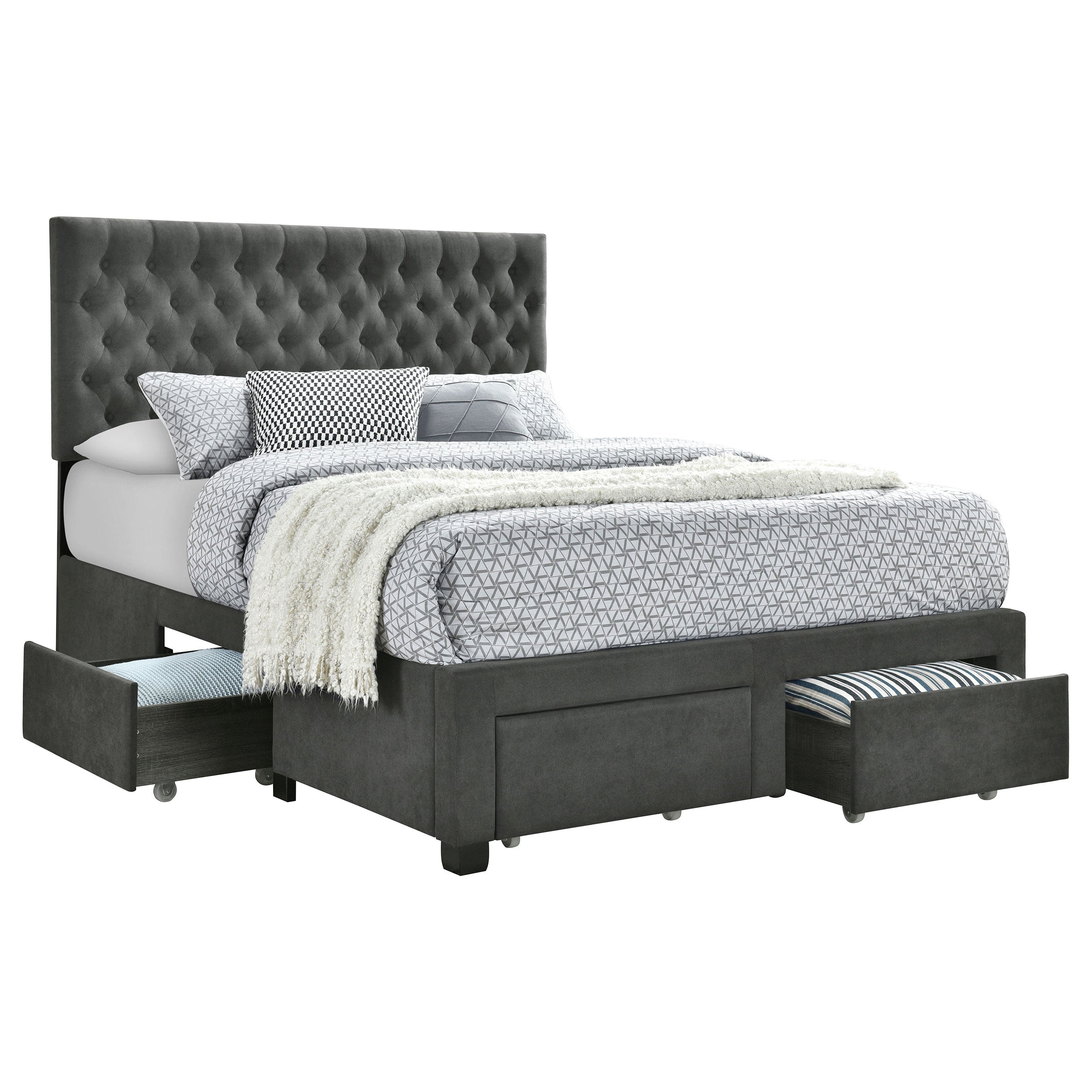 Dar Furniture - Coaster - Soledad Upholstered Full Storage Panel Bed Grey - 305877F