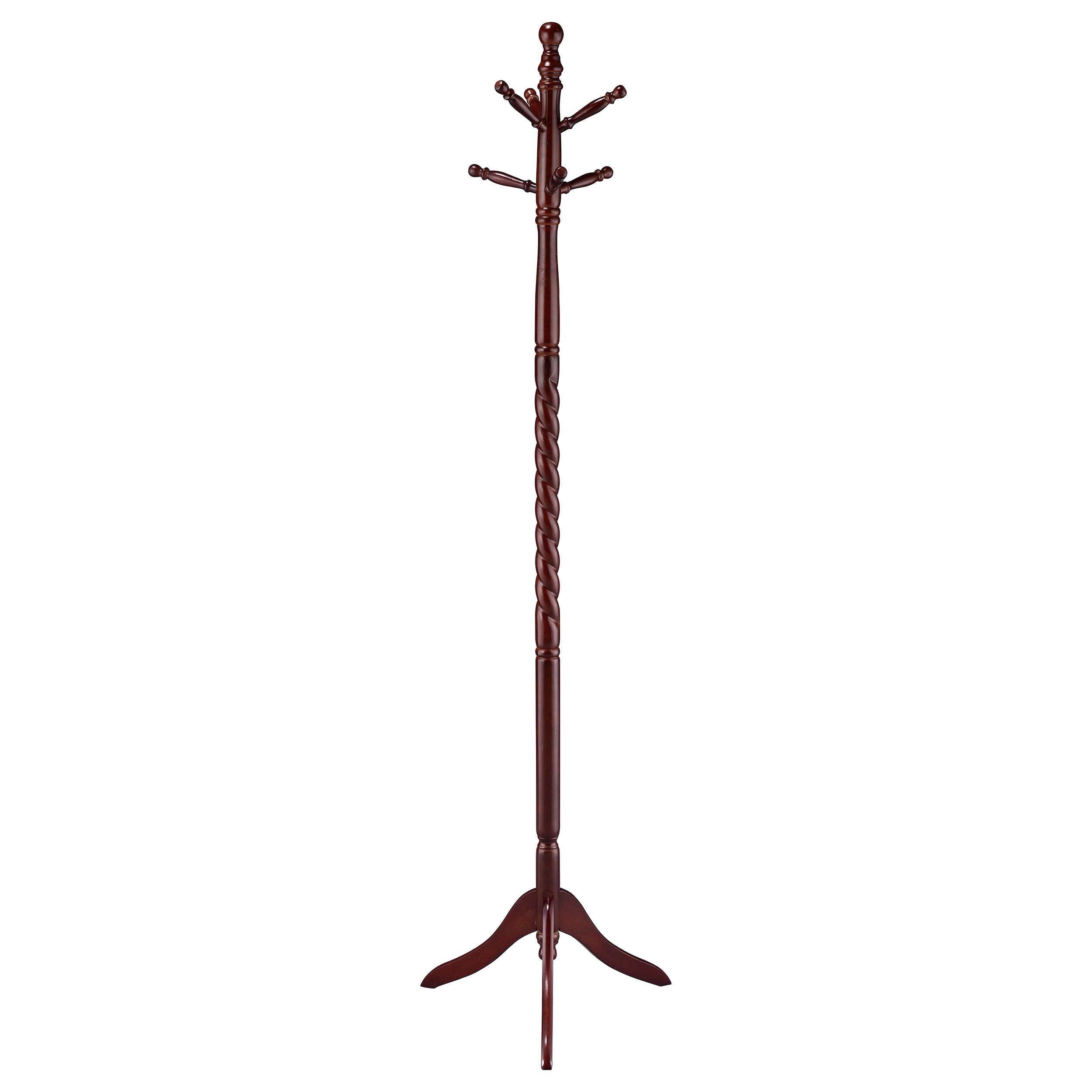 Dar Furniture - Coaster - Riona 6 Hook Freestanding Wood Coat Rack Hat Hanger Merlot - 3058