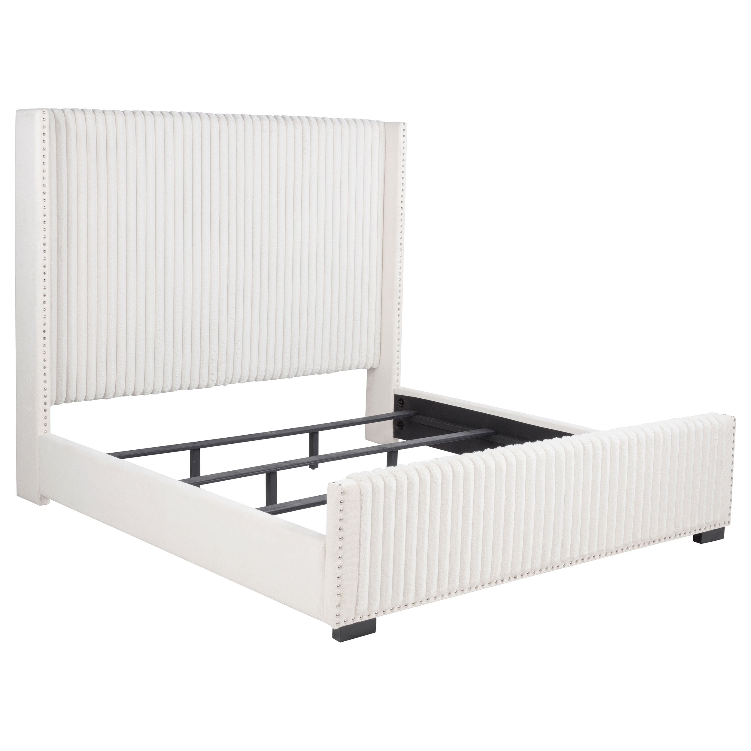 Dar Furniture - Coaster - Natasha 65-inch Upholstered Eastern King Wingback Bed Cream - 306051KE