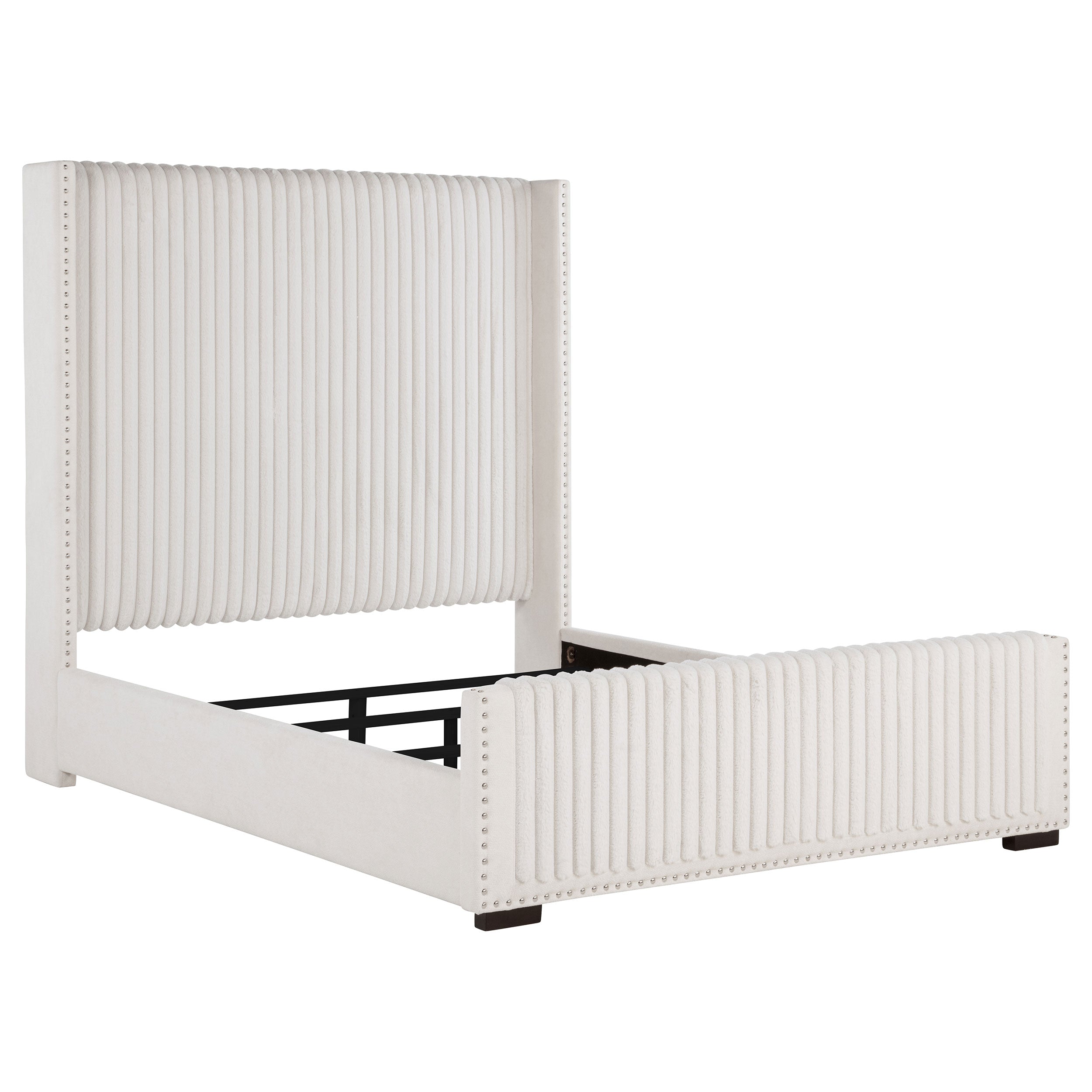 Dar Furniture - Coaster - Natasha 65-inch Upholstered Queen Wingback Bed Cream - 306051Q