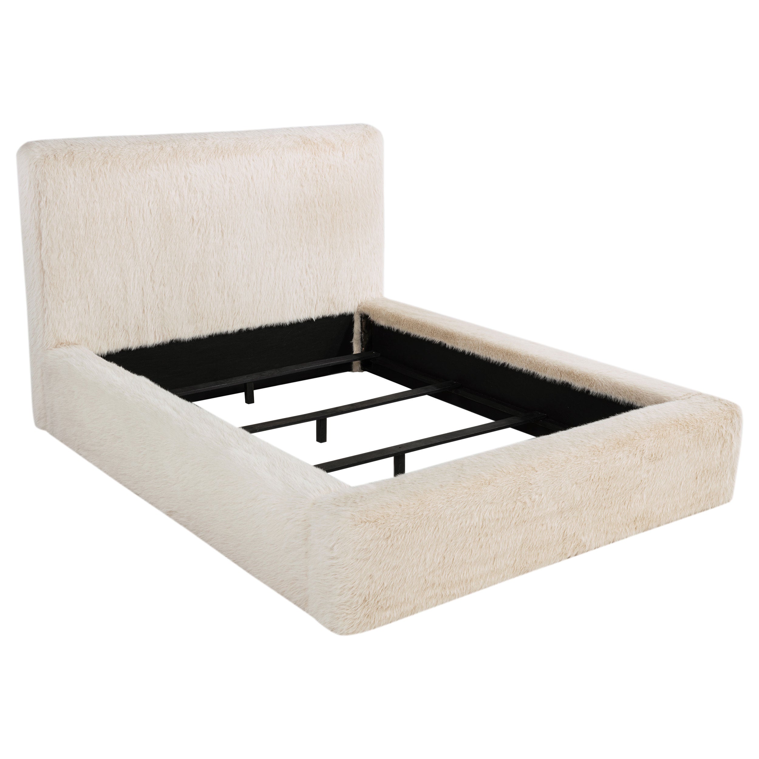 Dar Furniture - Coaster - Rebecca Faux Fur Upholstered California King Bed Cream - 306141KW