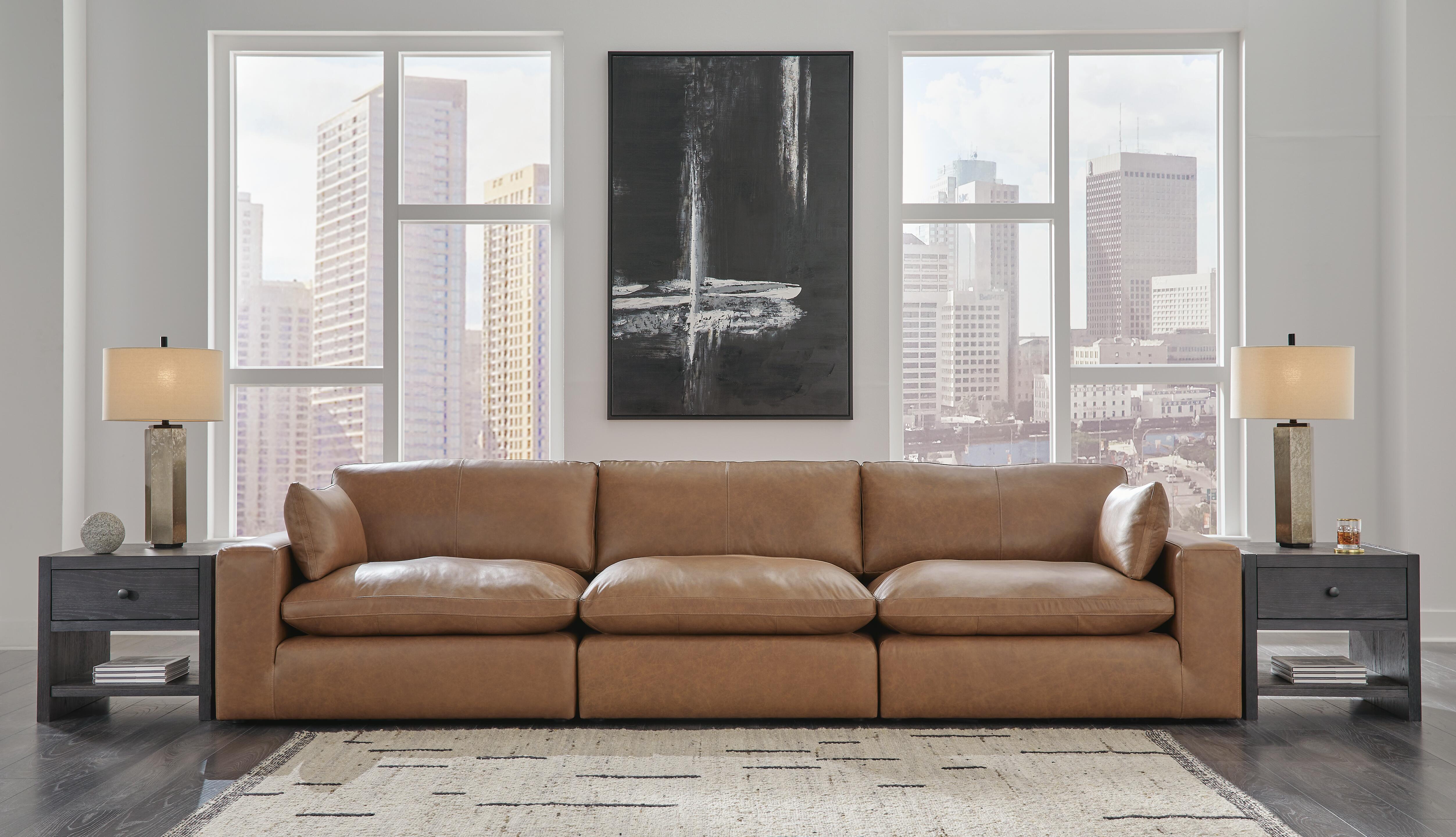 Dar Furniture - Ashley Furniture - Emilia 3-Piece Sectional Sofa - RAF 3-Piece Sectional Sofa / Caramel - 30901S2