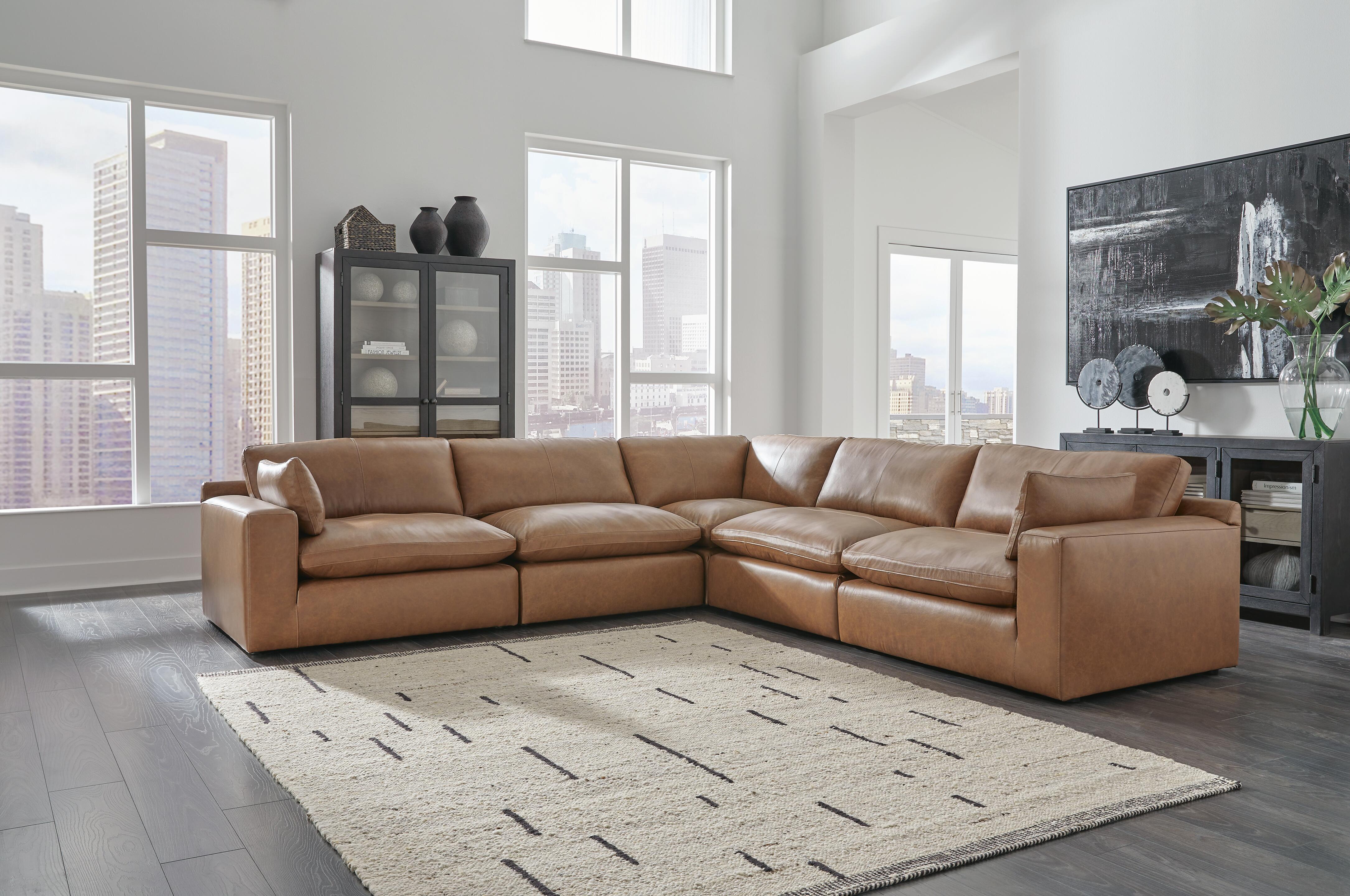 Dar Furniture - Ashley Furniture - Emilia 5-Piece Sectional - RAF 5-Piece Sectional / Caramel - 30901S4