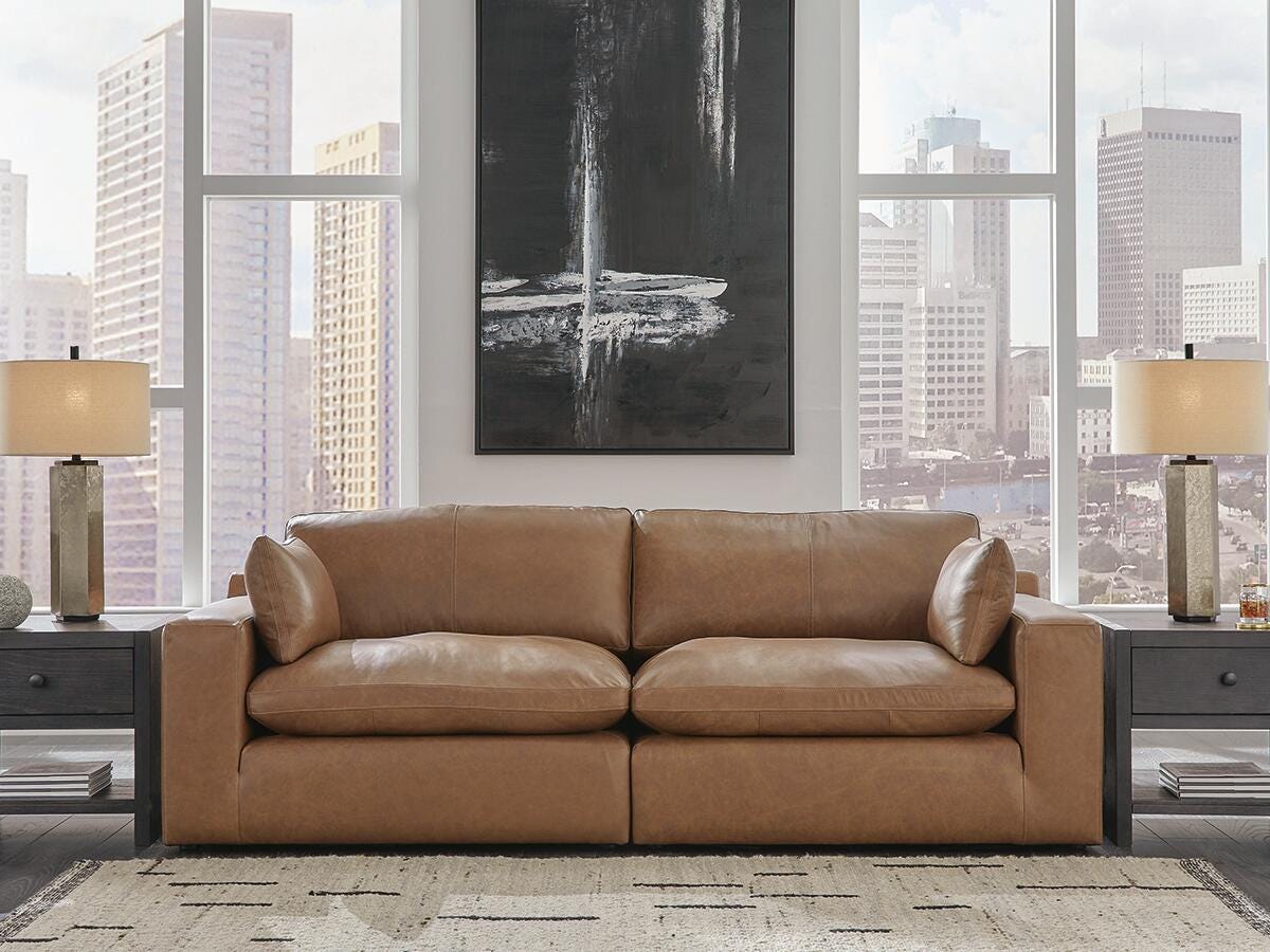 Dar Furniture - Ashley Furniture - Emilia 2-Piece Sectional Loveseat - RAF 2-Piece Sectional Loveseat / Caramel - 30901S1