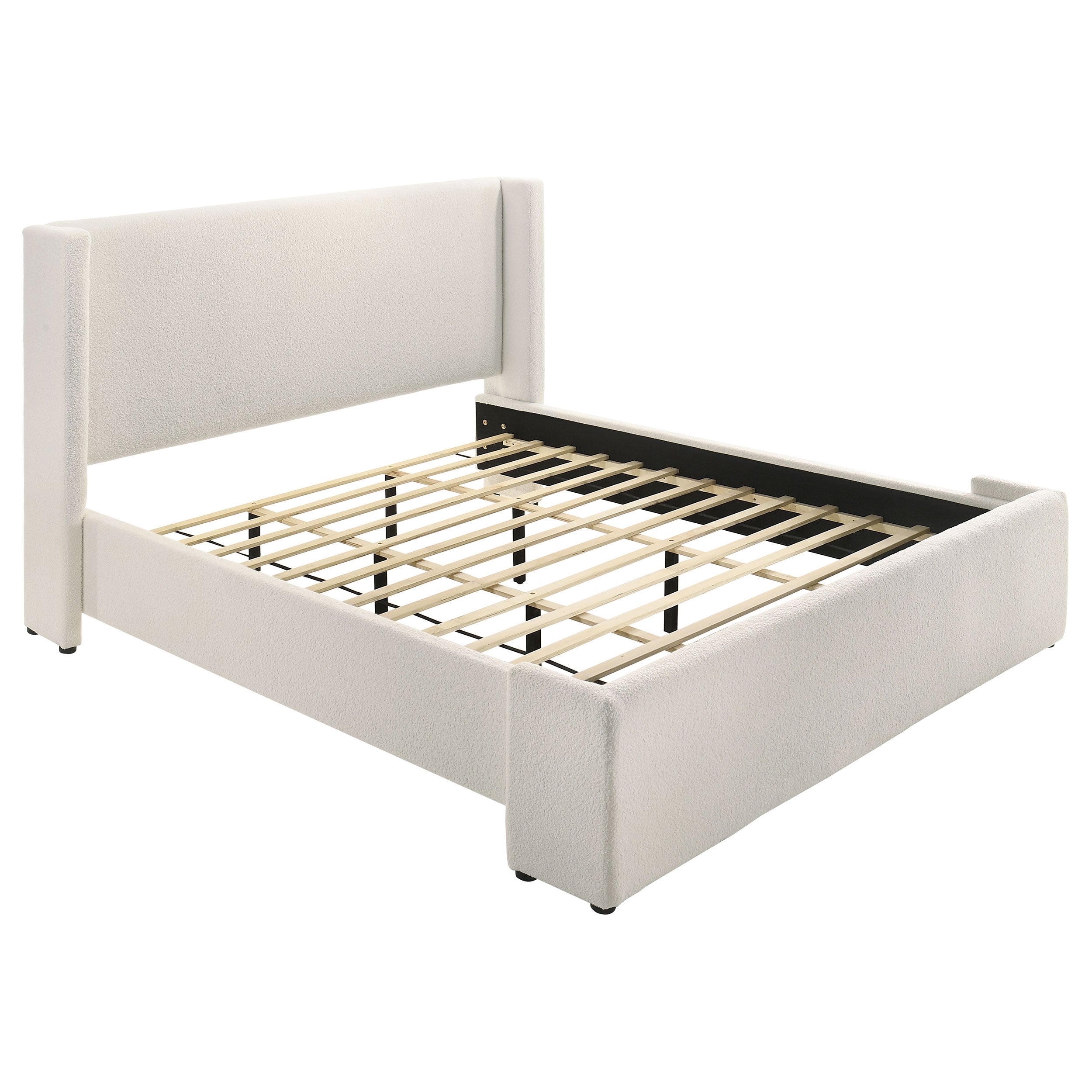 Dar Furniture - Coaster - Alamosa Boucle Upholstered Eastern King Platform Bed White  - 310078KE