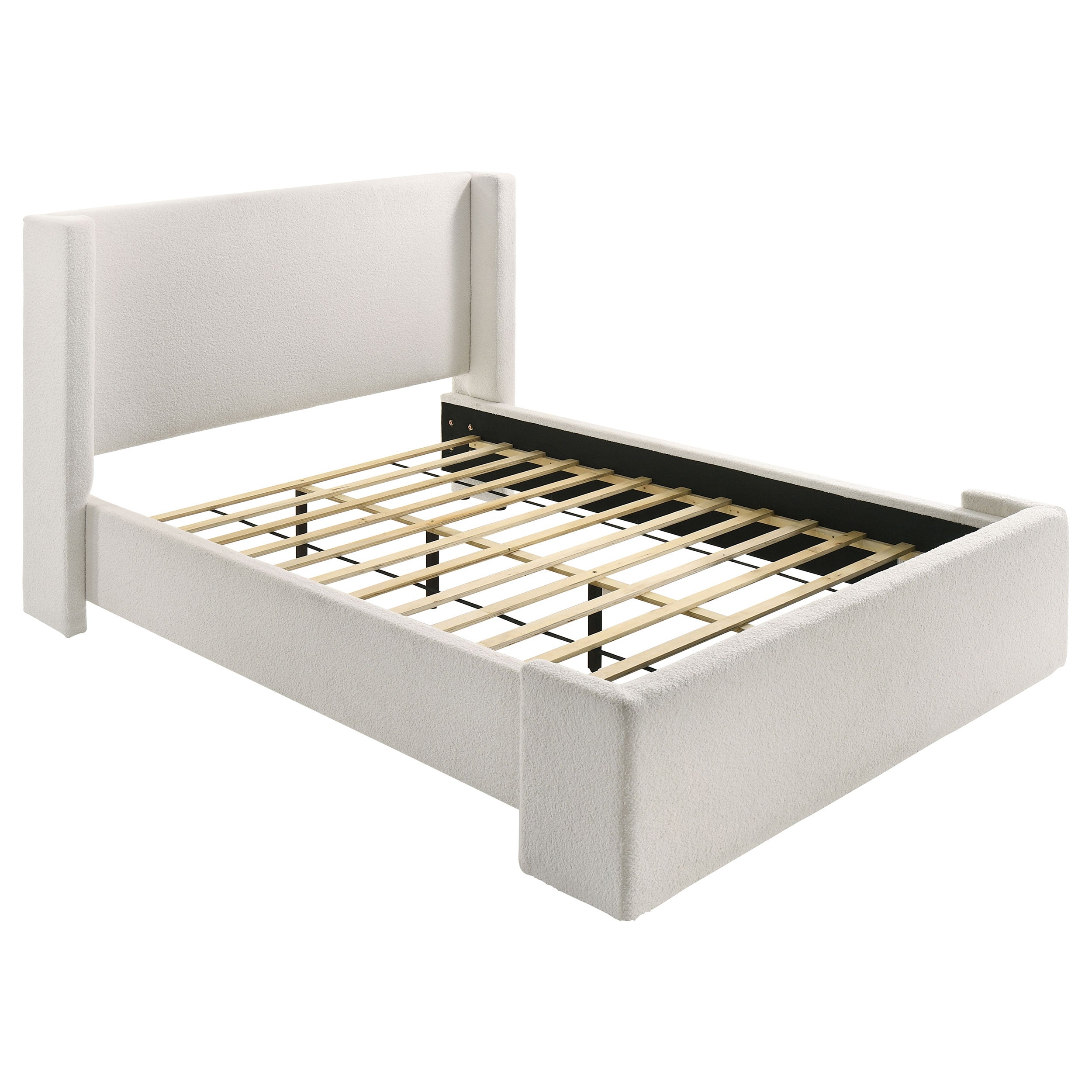 Dar Furniture - Coaster - Alamosa Boucle Upholstered Queen Wingback Bed White  - 310078Q