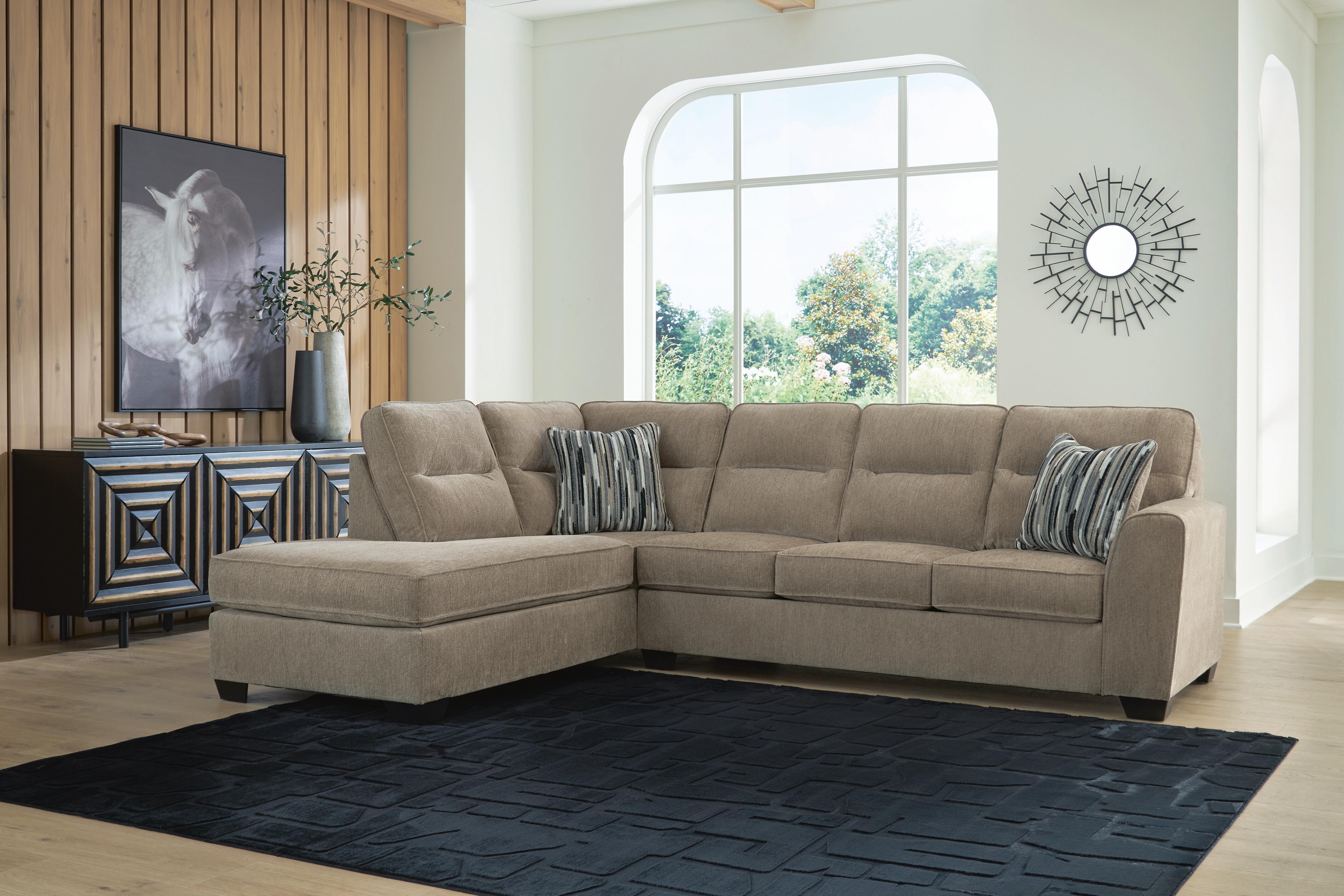 Dar Furniture - Ashley Furniture - Olten 2-Piece Sectional with Chaise - RAF 2-Piece Sectional with Chaise / Mocha - 31304S1