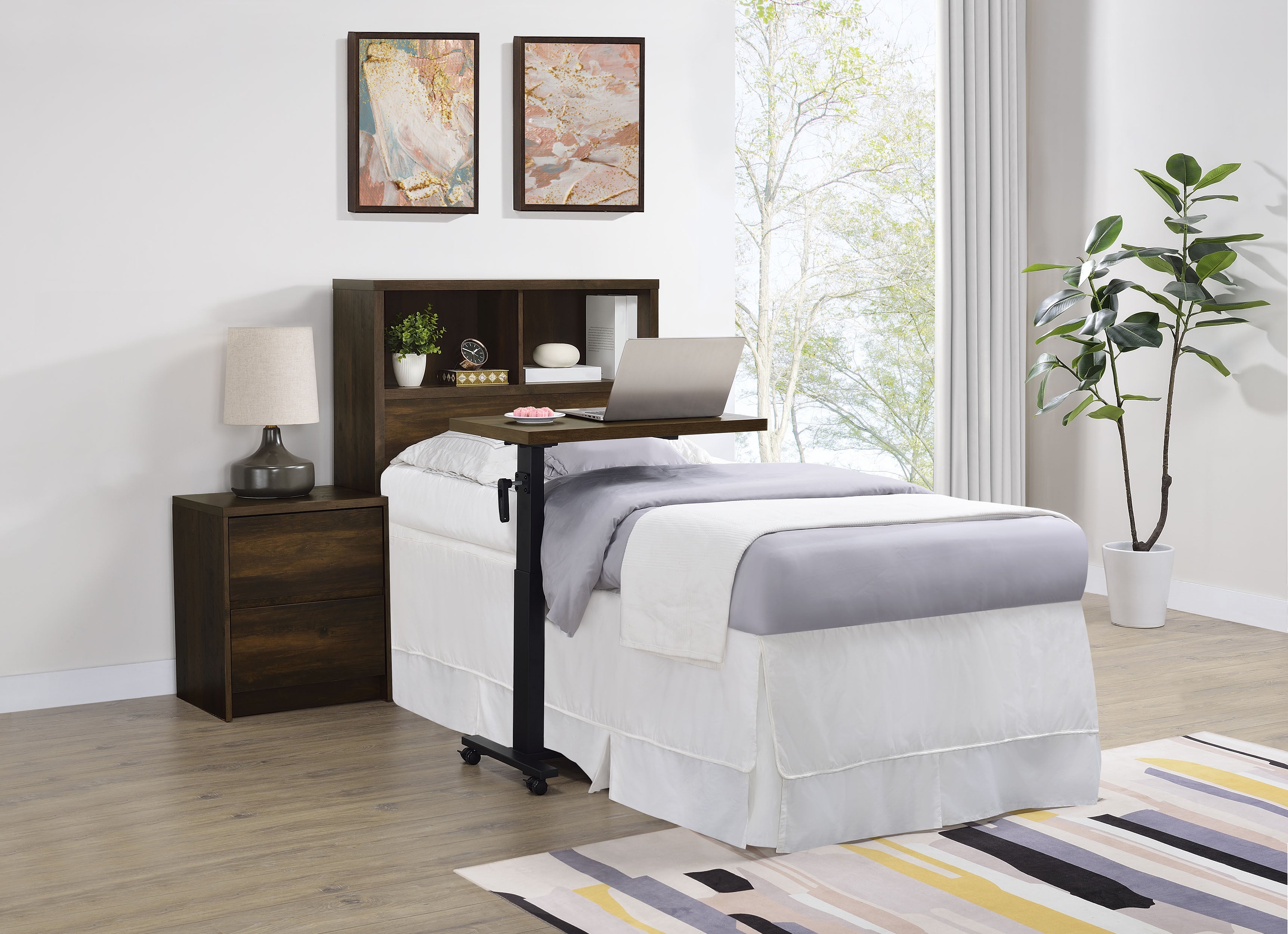 Westpark 49-inch Twin Bookcase Headboard Dark Pine