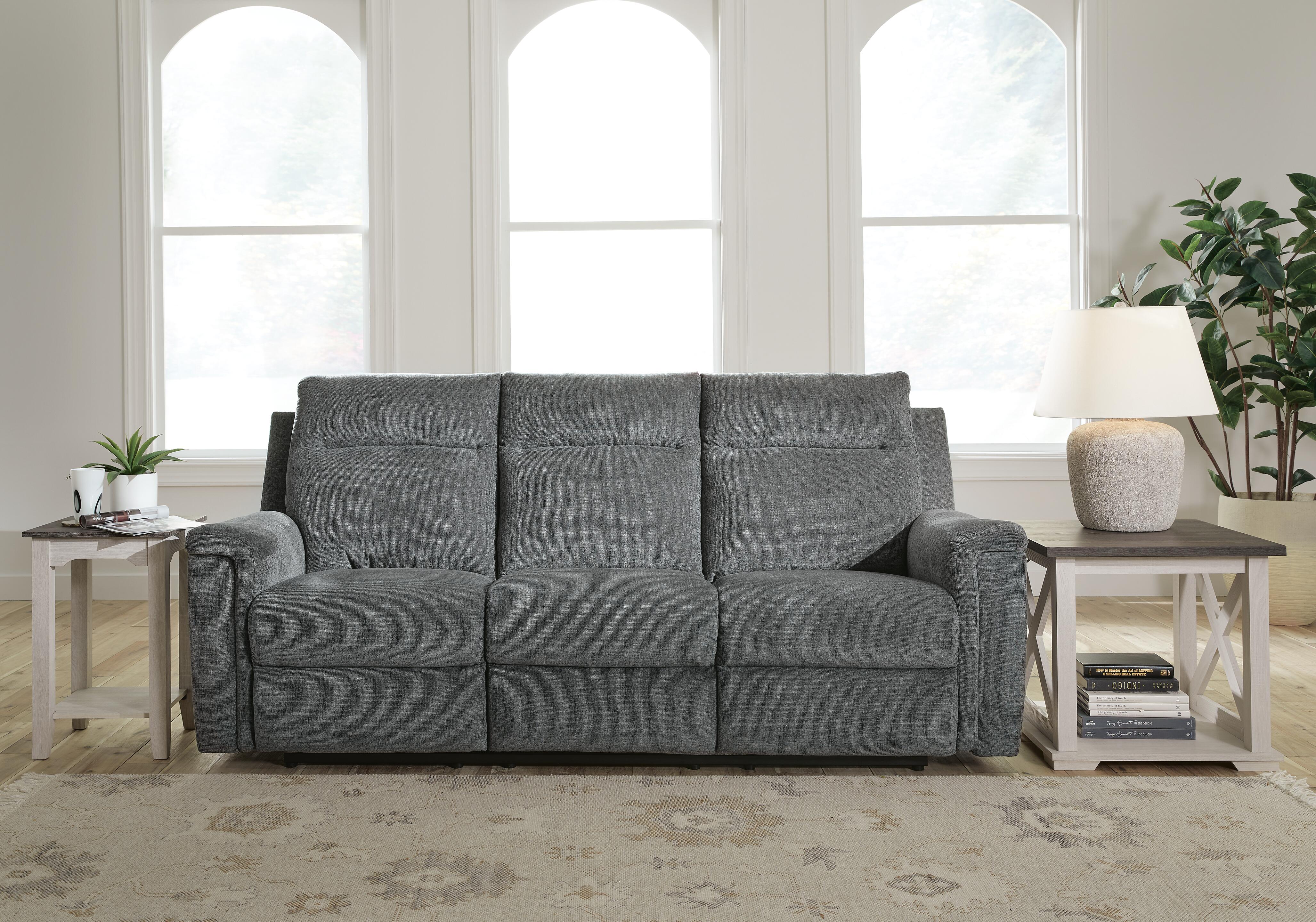 Dar Furniture - Ashley Furniture - Barnsana Power Reclining Sofa - Reclining Power Sofa / Gravel - 3320287