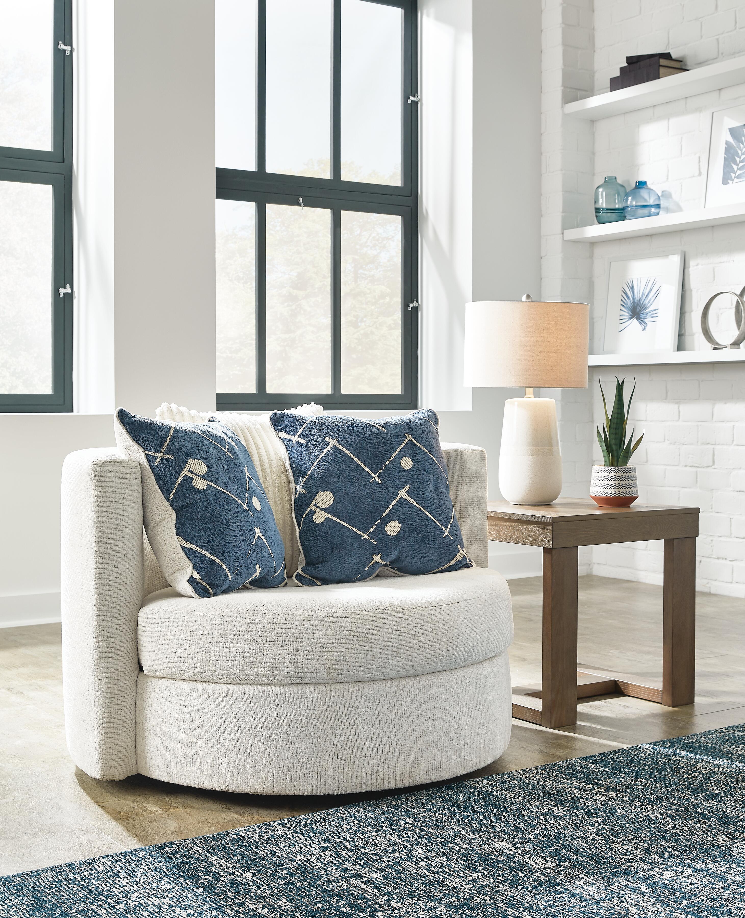 Dar Furniture - Ashley Furniture - Padova Swivel Accent Chair - Swivel Accent Chair / Ivory - 3370644