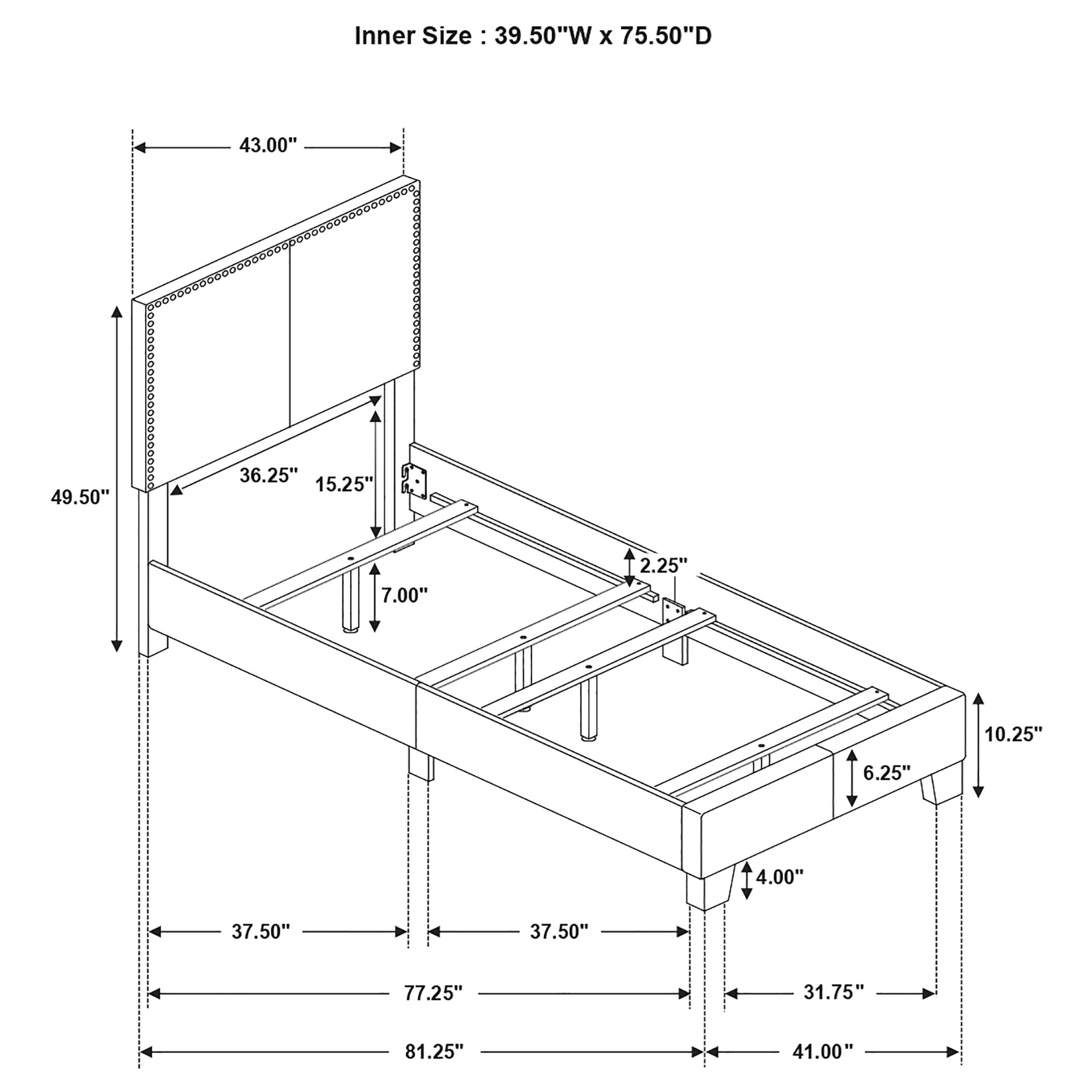 Boyd Upholstered Twin Panel Bed Ivory