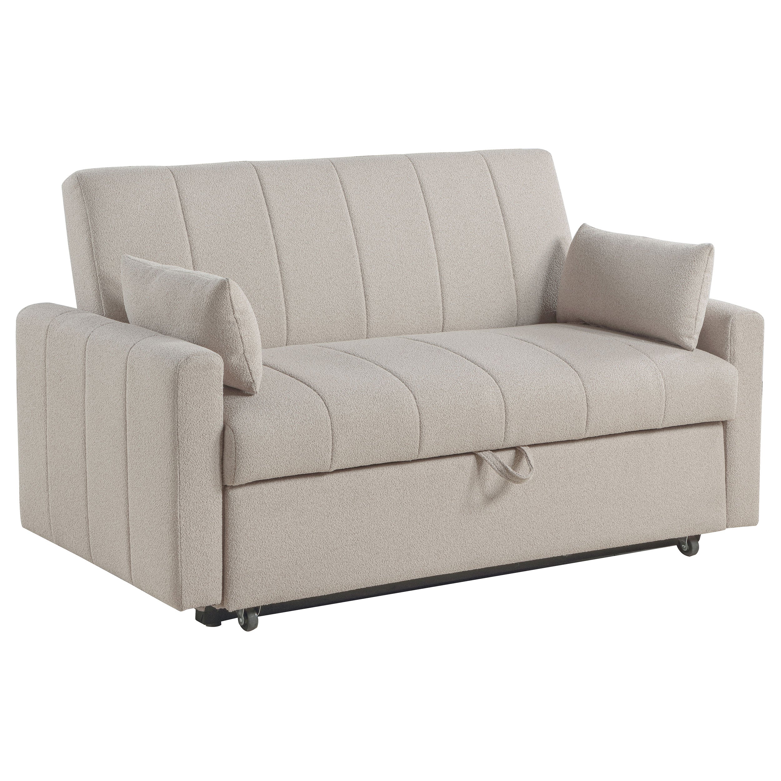 Dar Furniture - Coaster - Portland Boucle Upholstered Sleeper Sofa Bed Latte - 350142