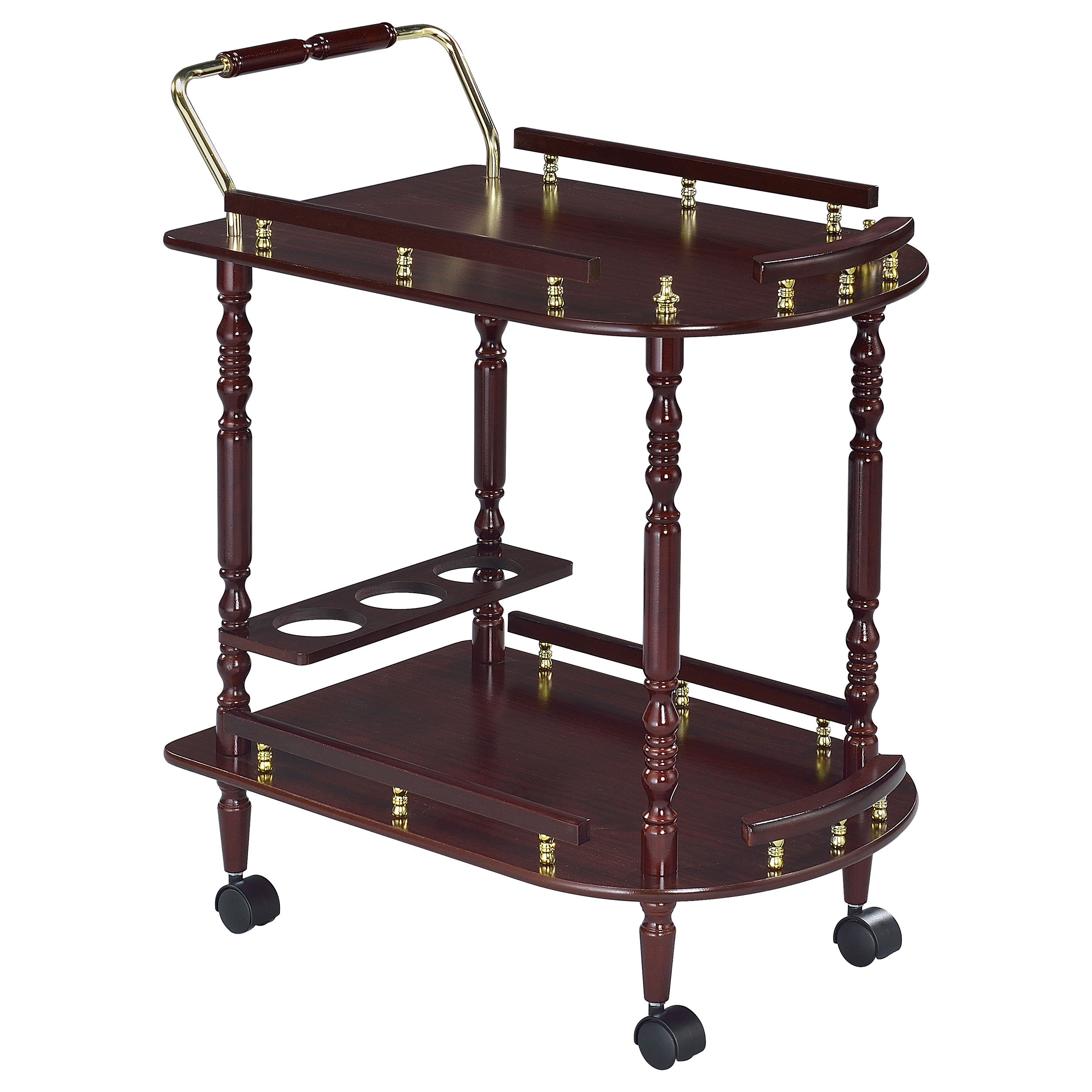 Dar Furniture - Coaster - Palmer 2-tier Rectangular Wood Bar Cart Merlot - 3512