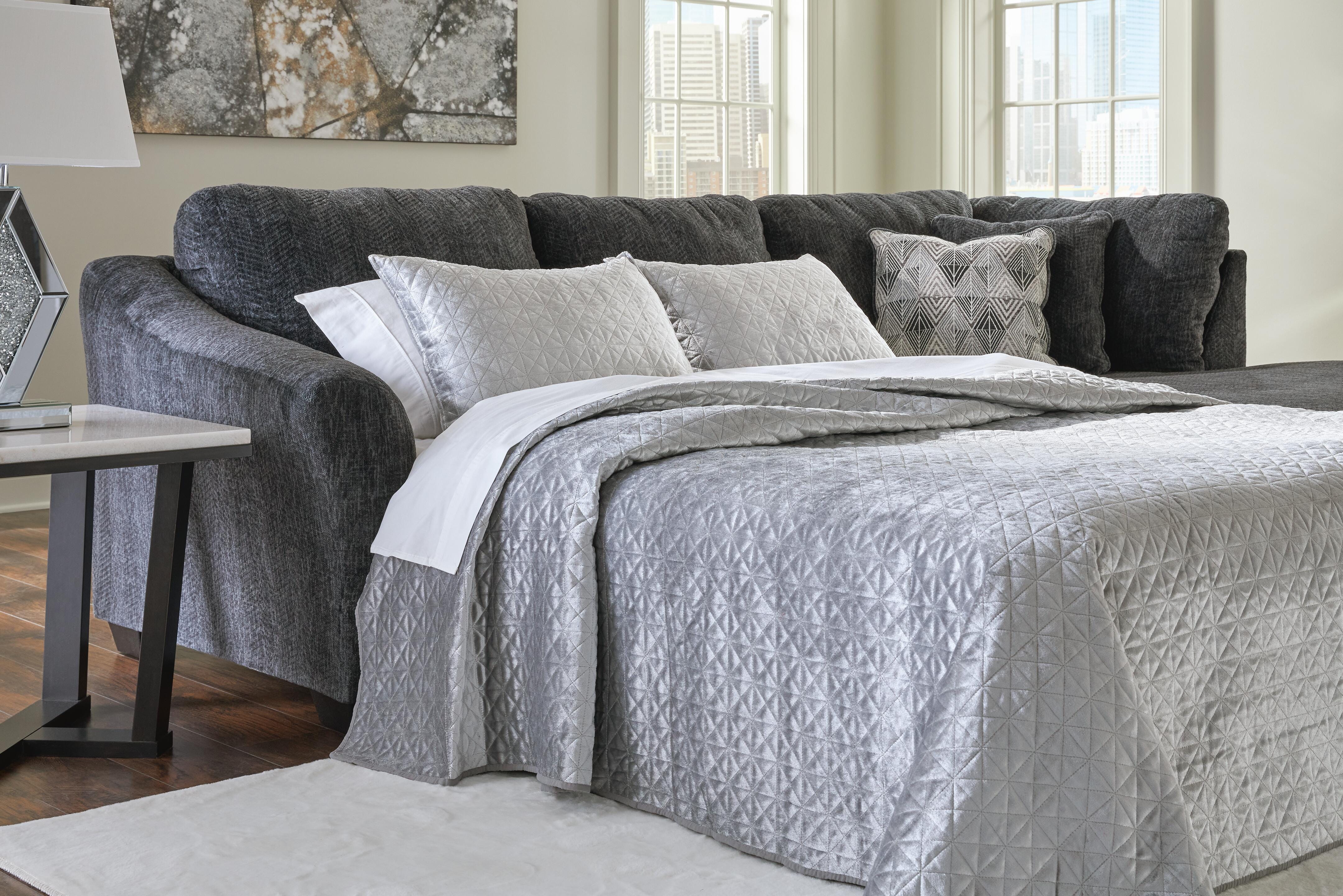 Dar Furniture - Ashley Furniture - Biddeford 2-Piece Sleeper Sectional with Chaise - 2-Piece Sleeper Sectional with Chaise / Shadow - 35504S4