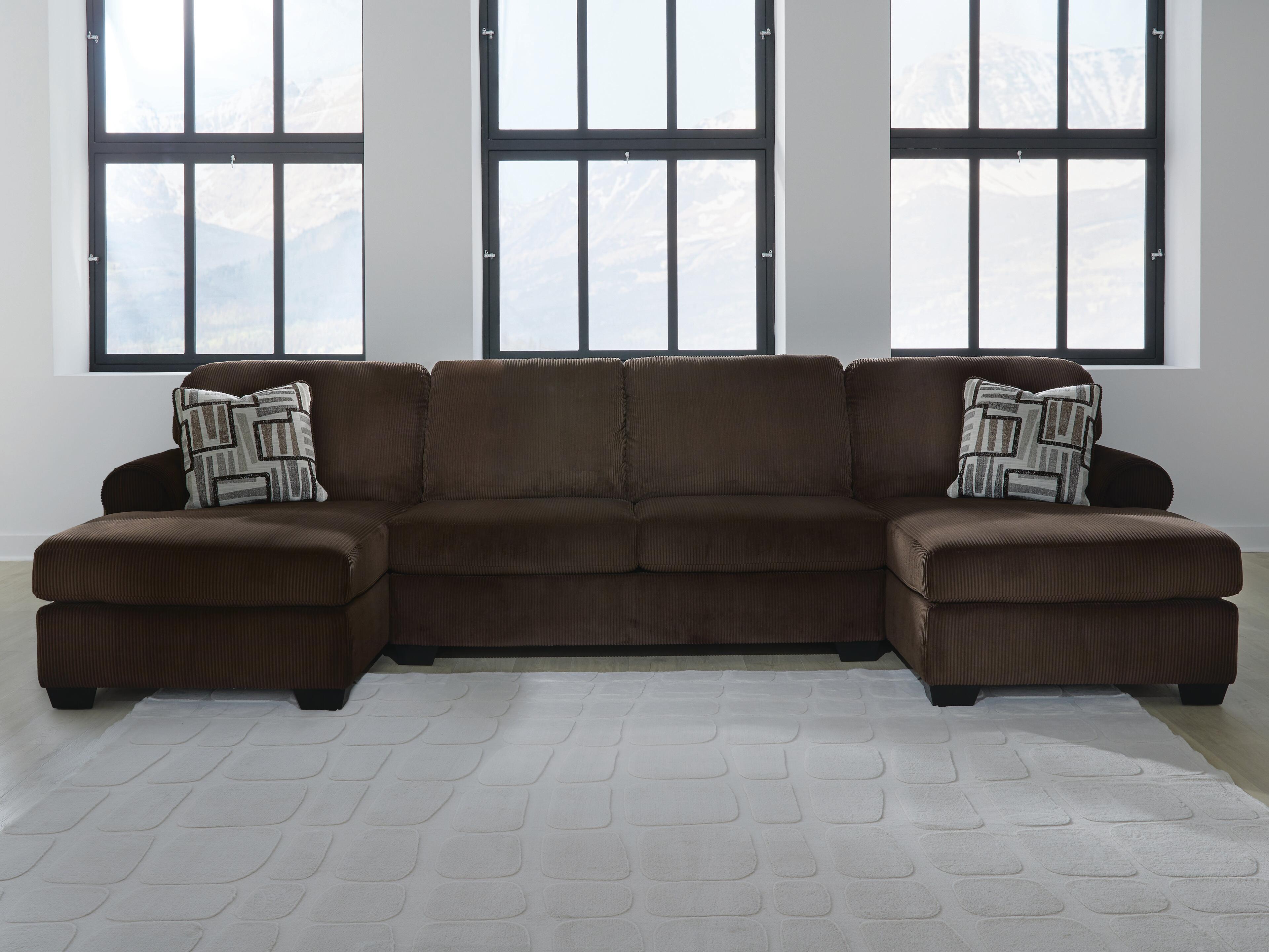 Dar Furniture - Ashley Furniture - Kimlee 3-Piece Sectional with Double Chaise - RAF 3-Piece Sectional with Double Chaise / Chocolate - PC35603S3