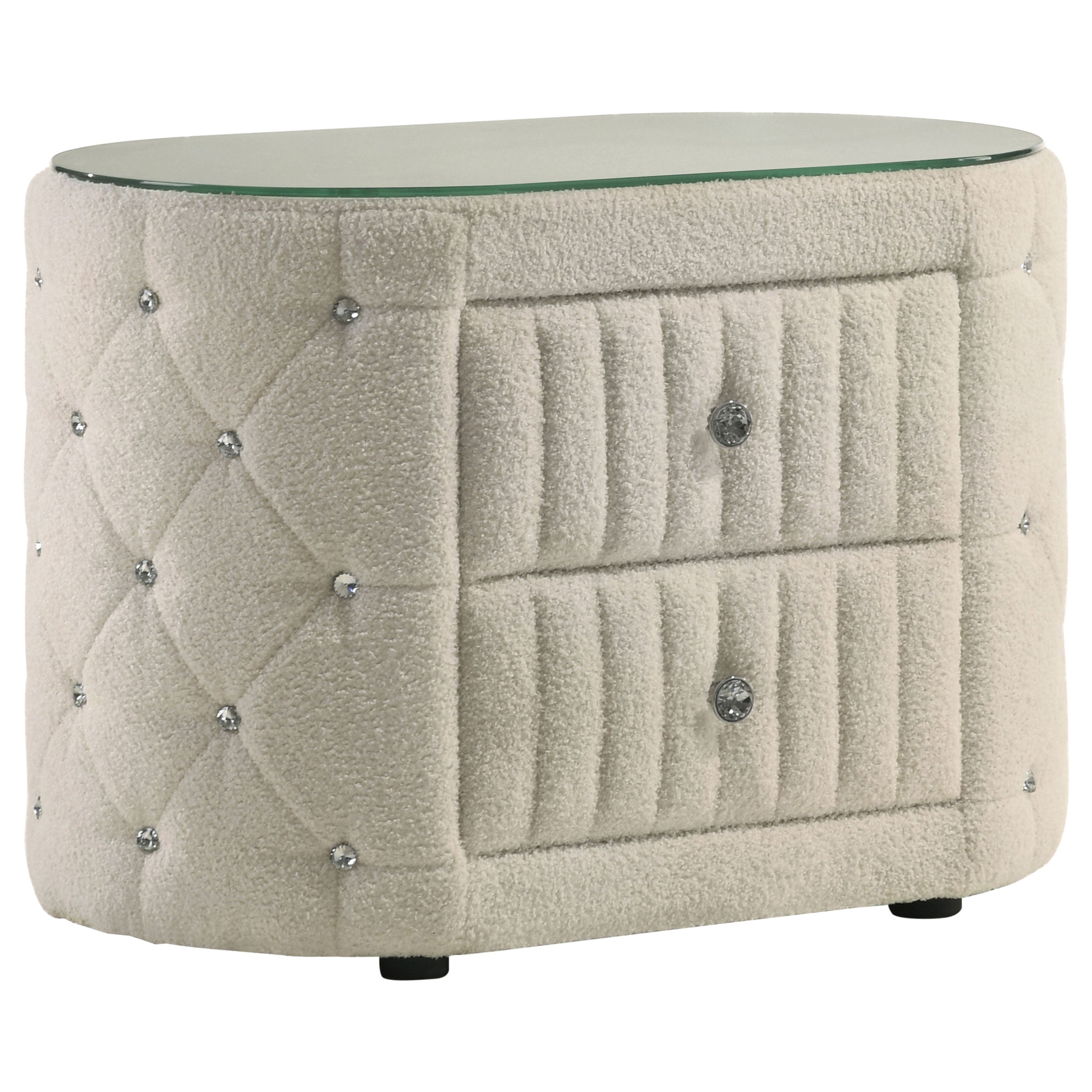 Dar Furniture - Coaster - Sonya 2-drawer Upholstered Nightstand Bedside Table Ivory - 360112