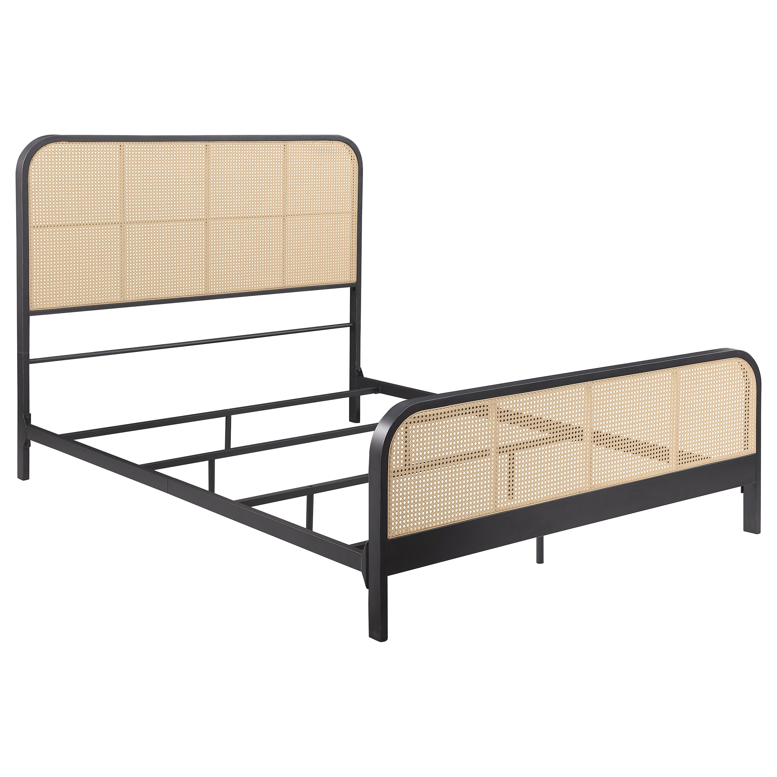 Dar Furniture - Coaster - Lanewood Open Cane Webbing Metal Queen Bed Black - 360250Q