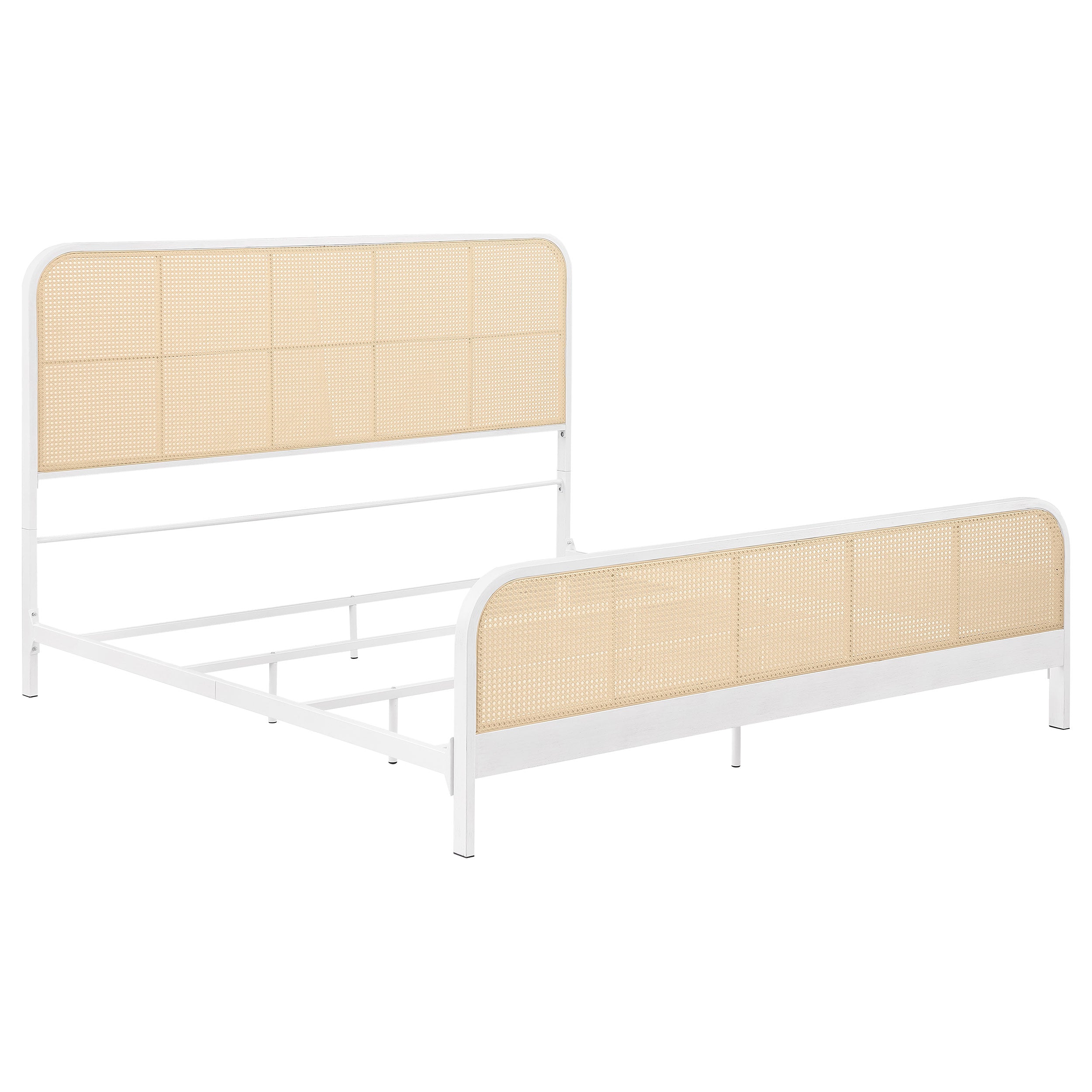 Dar Furniture - Coaster - Lanewood Open Cane Webbing Metal Eastern King Bed White - 360251KE