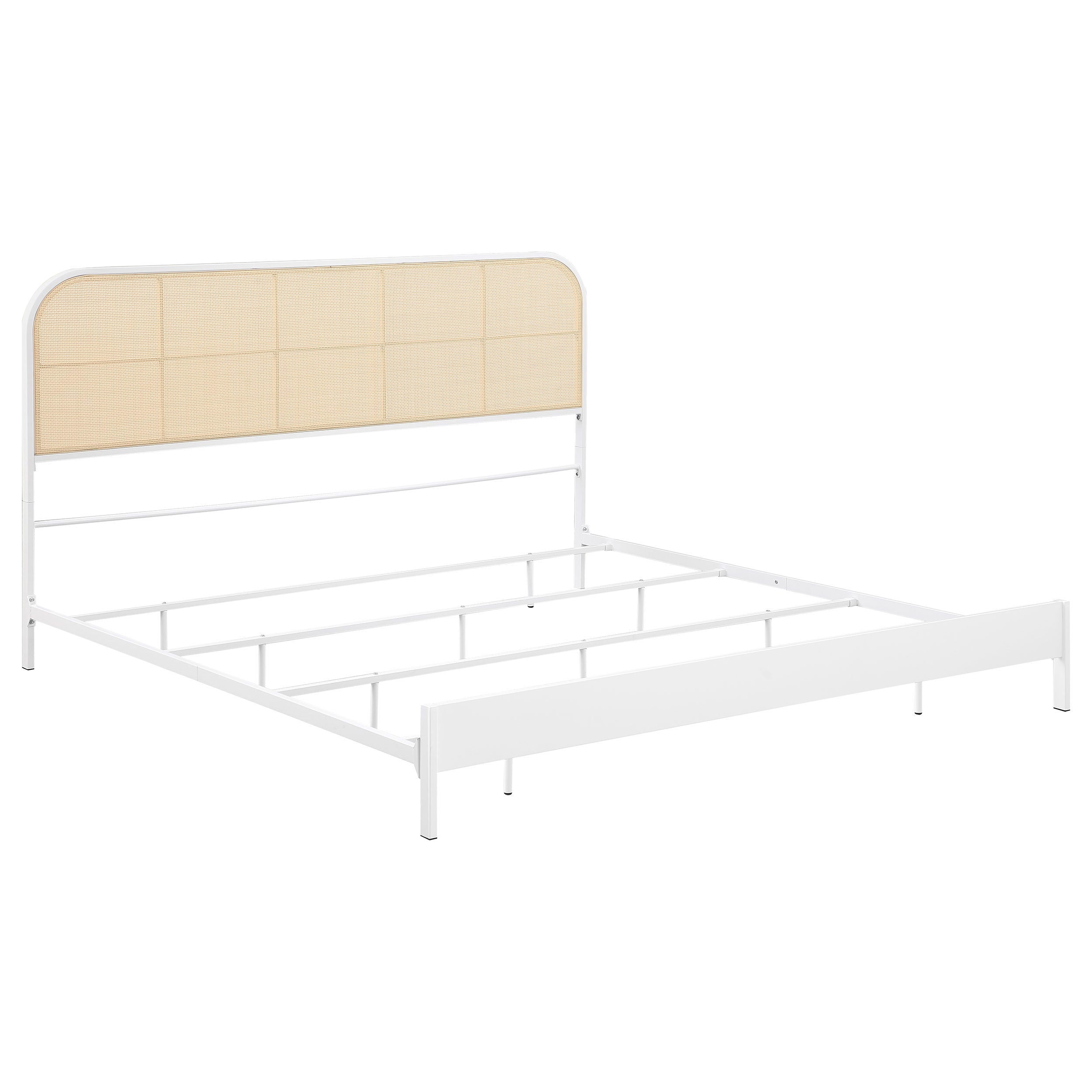 Dar Furniture - Coaster - Amherst Radio Weave Rattan Metal Eastern King Bed White - 360301KE