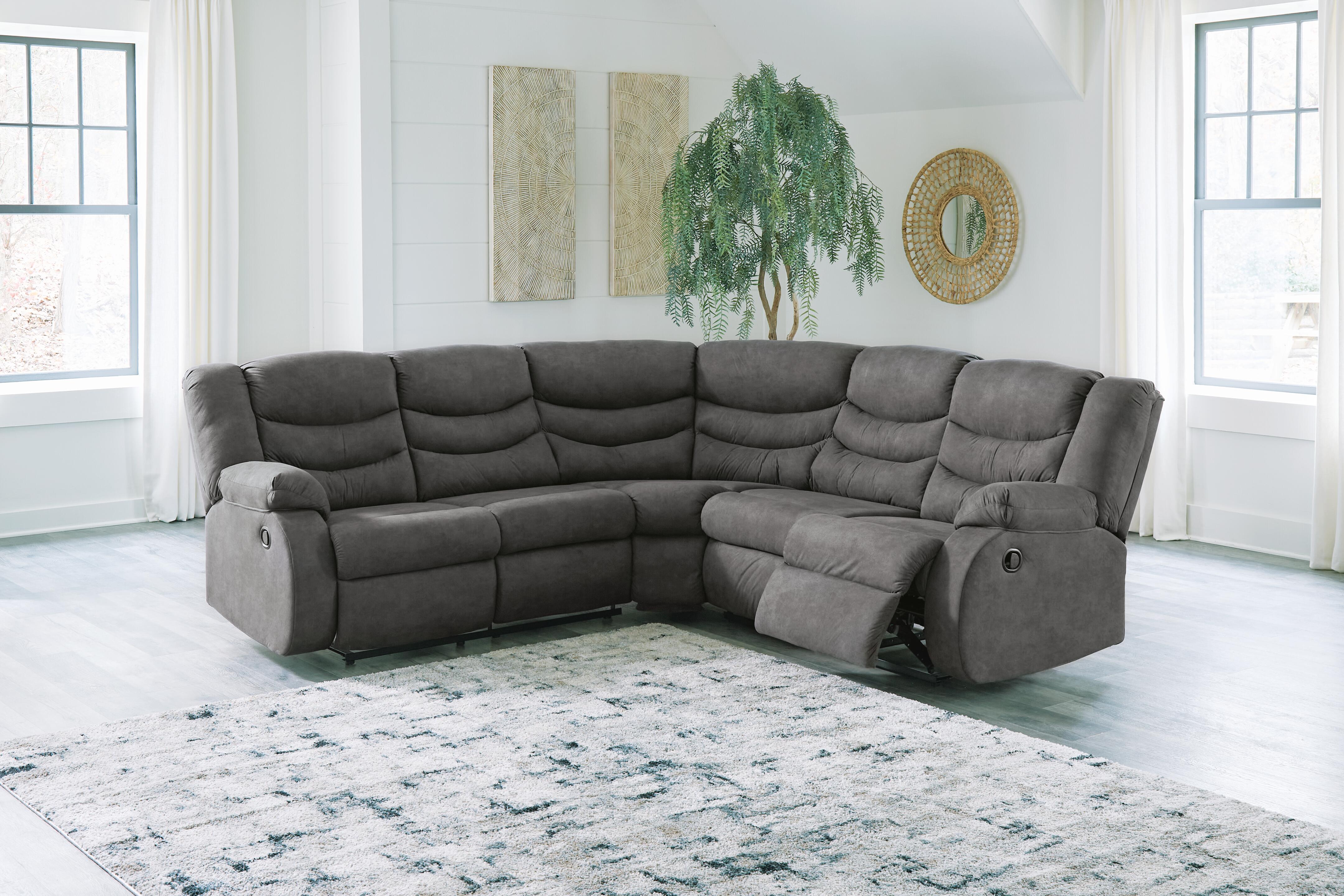 Dar Furniture - Ashley Furniture - Partymate 2-Piece Reclining Sectional - 2-Piece Reclining Sectional / Slate - 36903S2