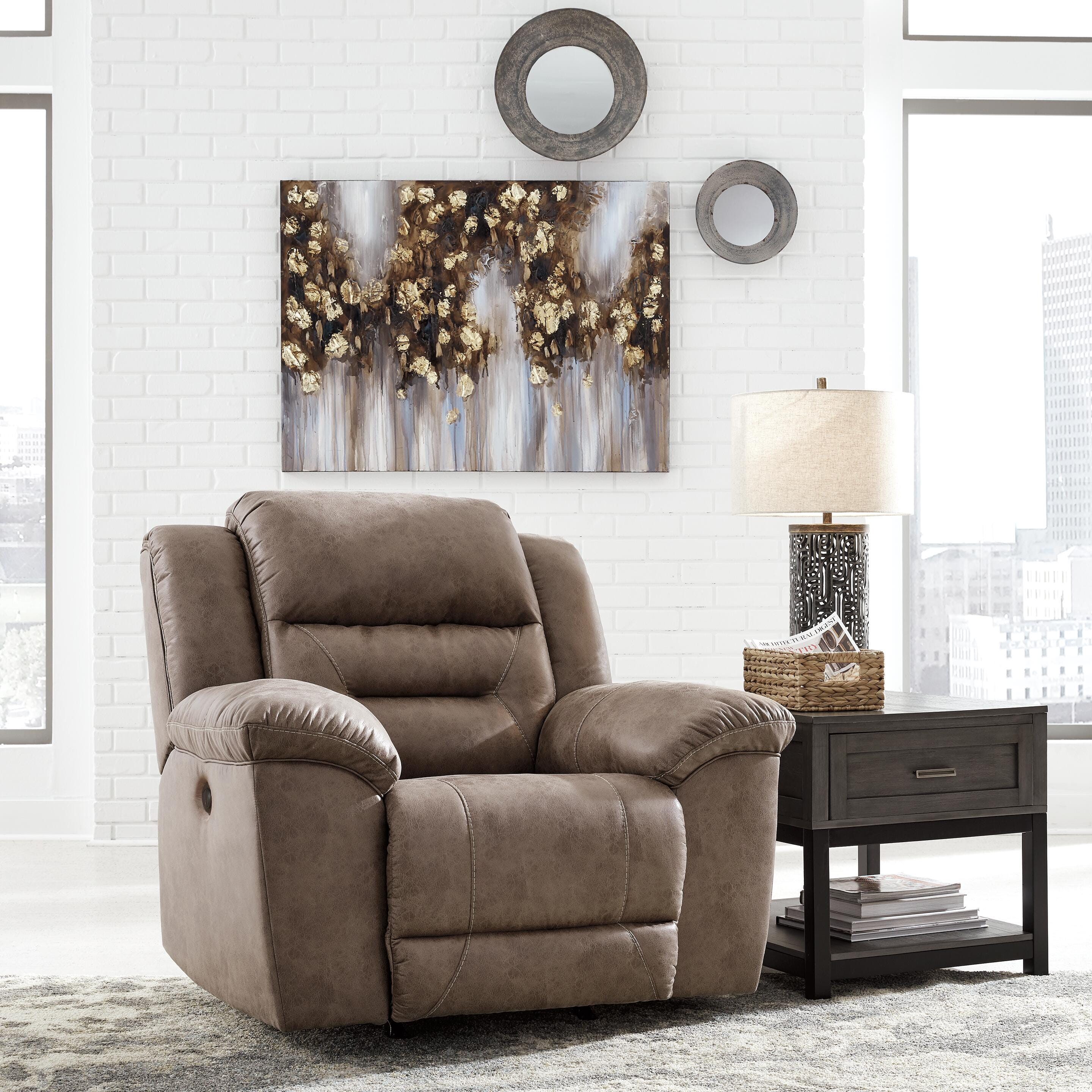 Dar Furniture - Ashley Furniture - Stoneland Power Recliner - Power Rocker Recliner / Fossil - 3990598