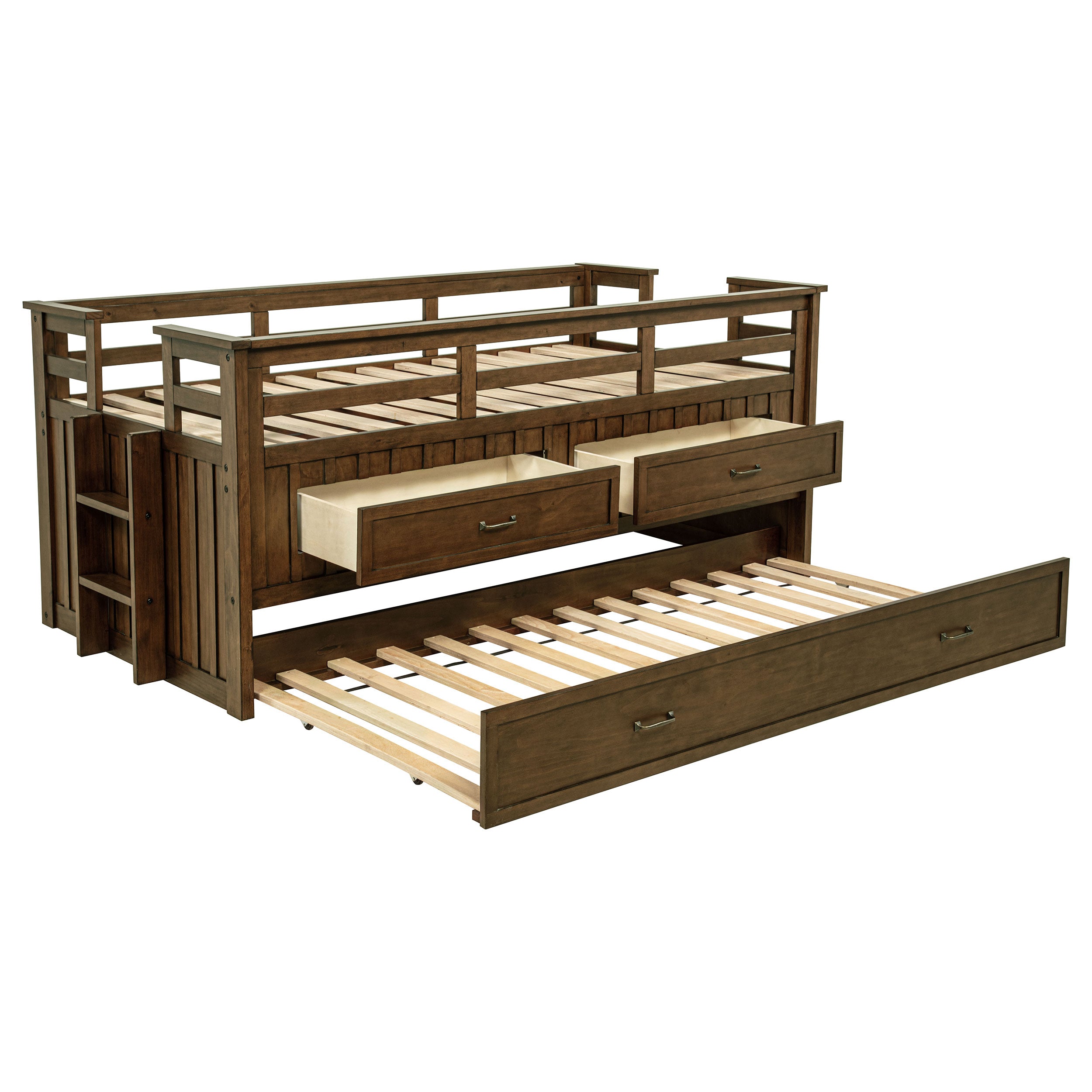 Dar Furniture - Coaster - Carlsbad Wood Twin Captains Bed With Trundle Medium Brown - 400716T