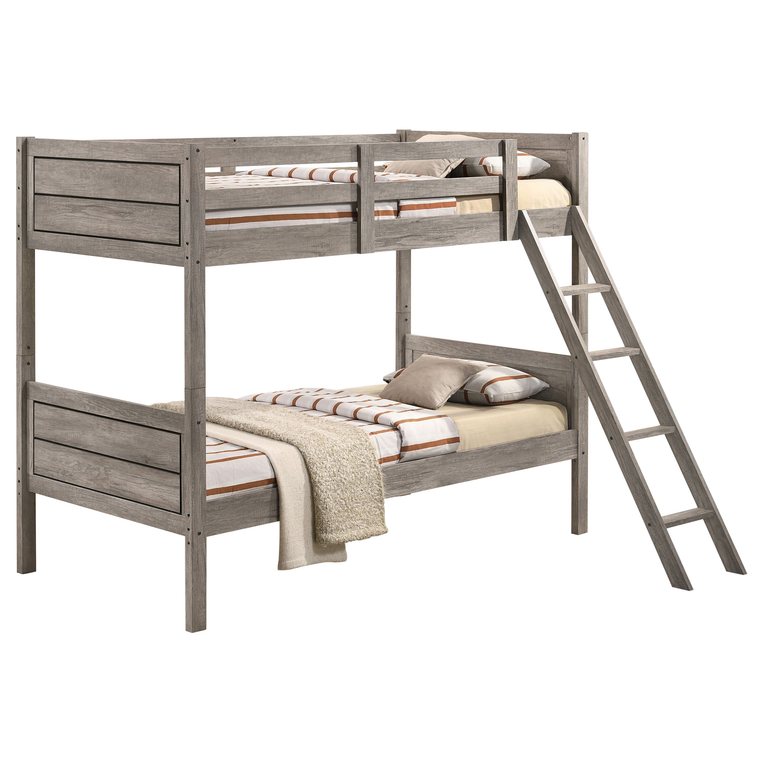 Dar Furniture - Coaster - Ryder Wood Twin Over Twin Bunk Bed with Mattress Weathered Taupe - 400818-SM