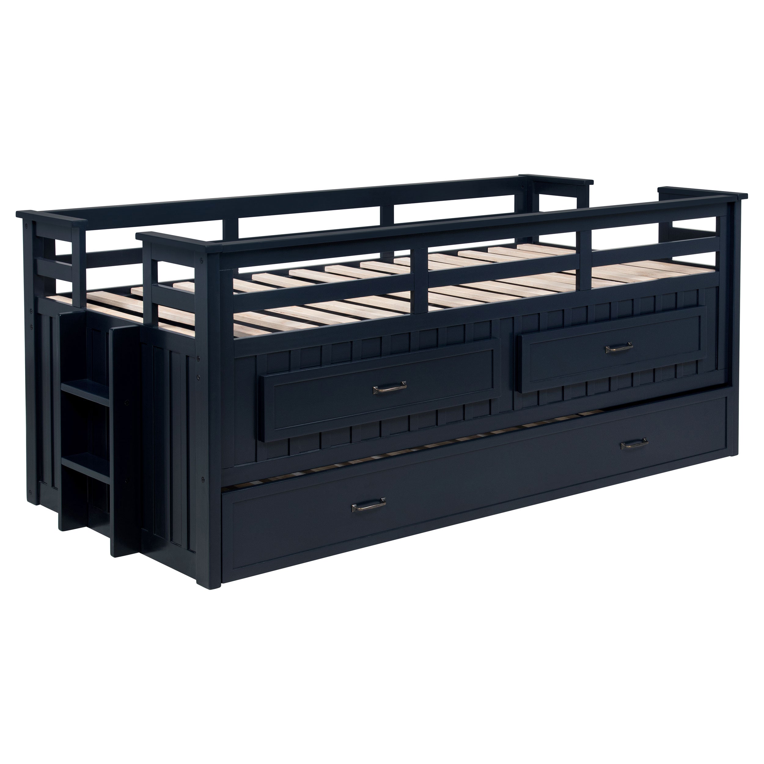 Dar Furniture - Coaster - Carlsbad Wood Twin Captains Bed With Trundle Navy Blue - 401980T