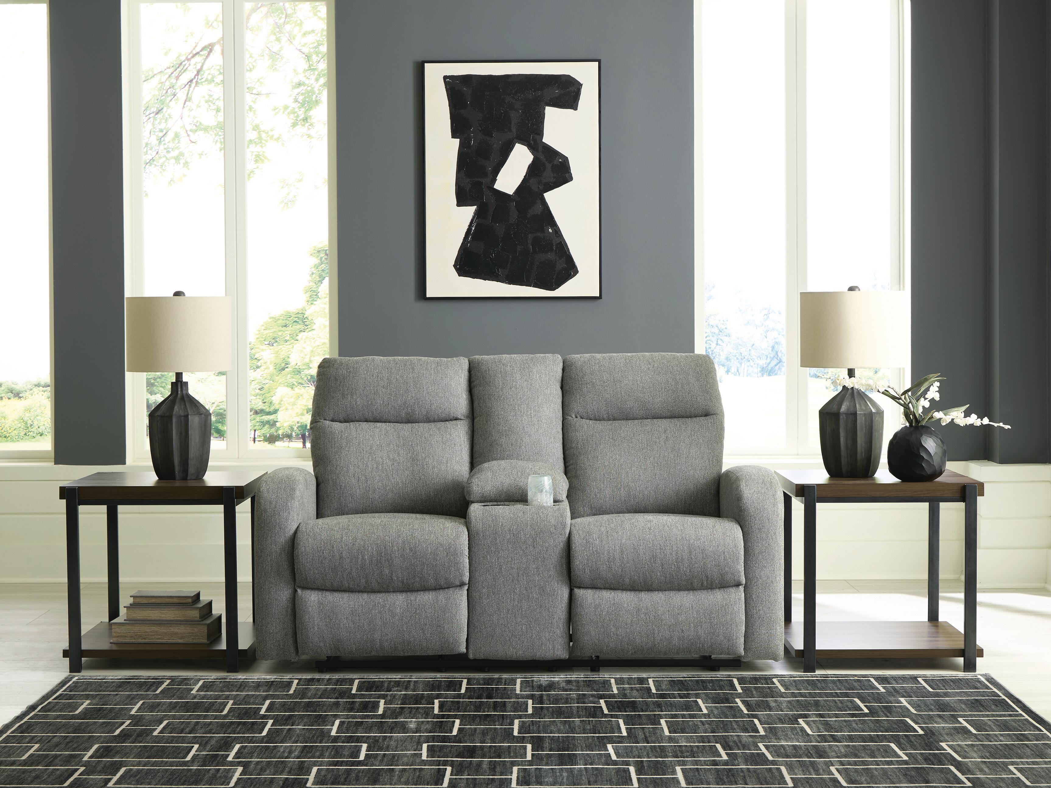 Dar Furniture - Ashley Furniture - Gauntlet Reclining Loveseat with Console - DBL Rec Loveseat w/Console / Sterling - PC4220494