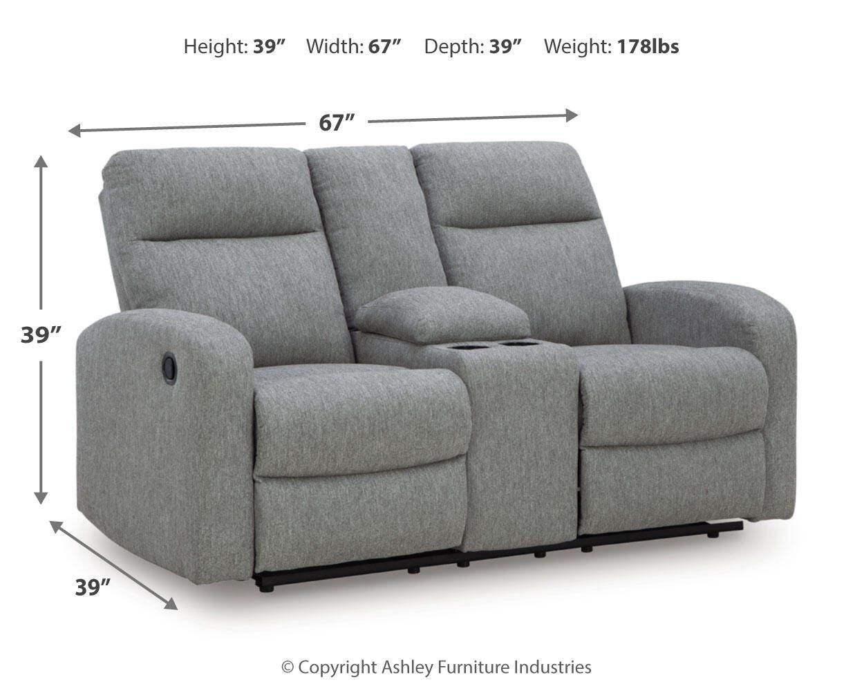 Gauntlet Reclining Loveseat with Console