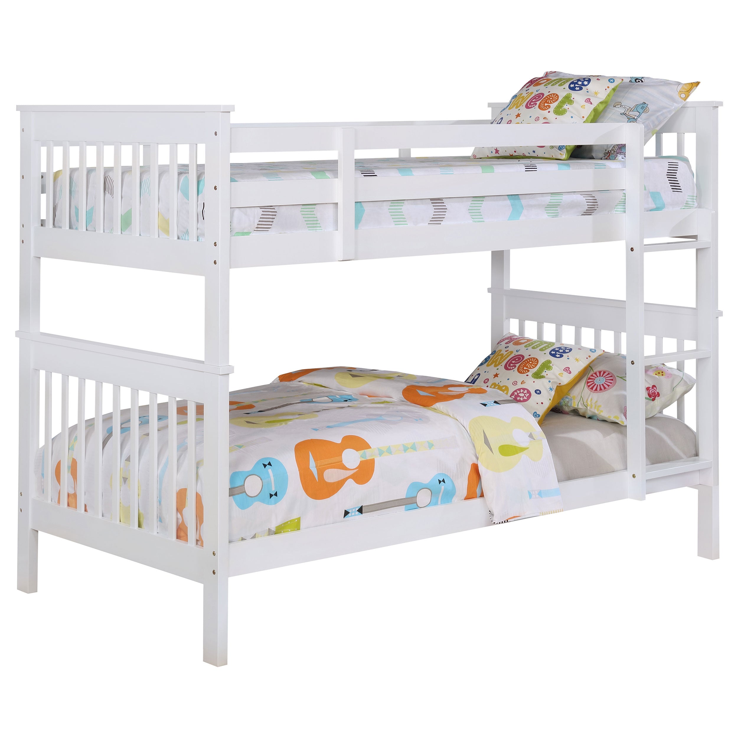 Dar Furniture - Coaster - Chapman Wood Twin Over Twin Bunk Bed with Mattress White - 460244N-SM