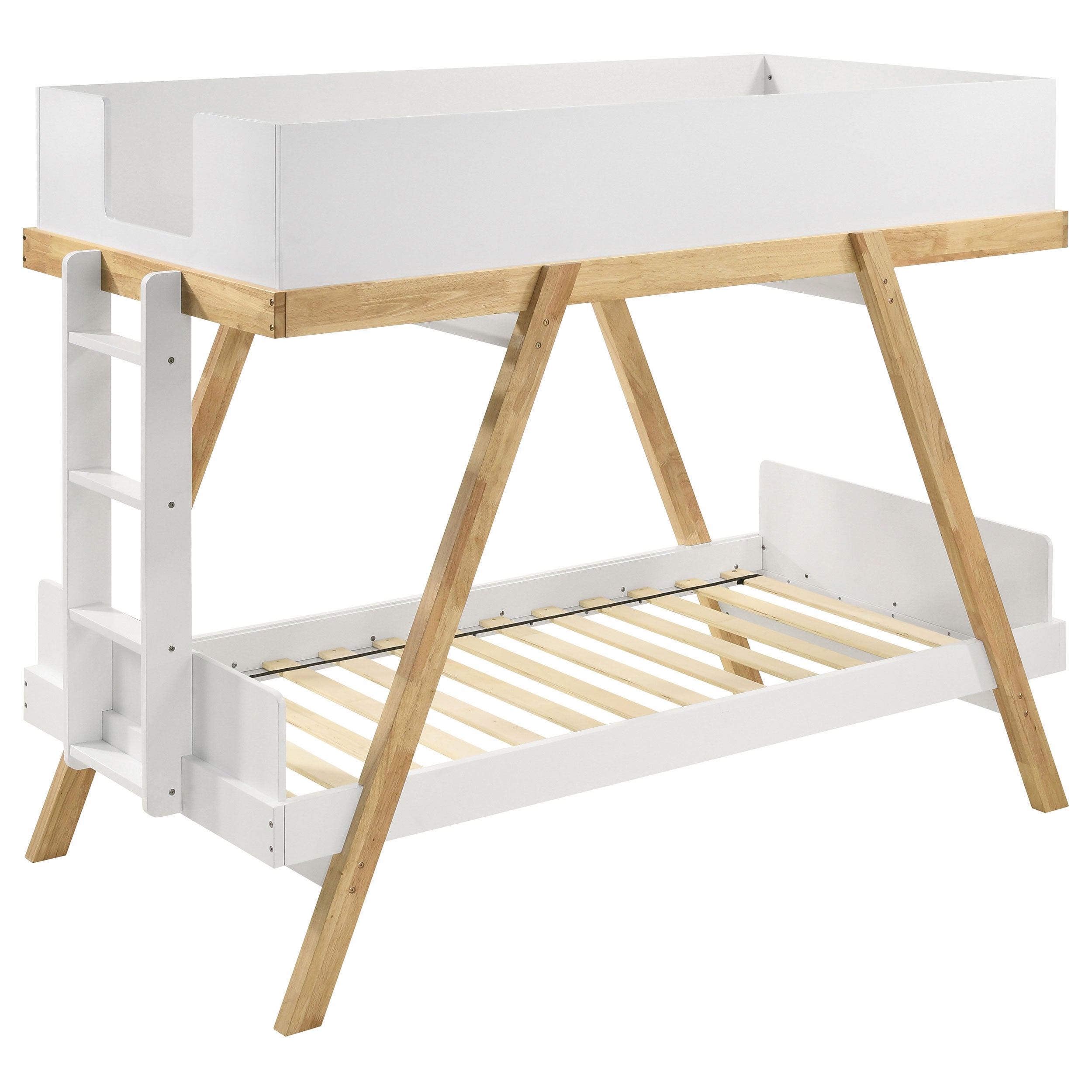 Dar Furniture - Coaster - Frankie Wood Twin Over Twin Bunk Bed White and Natural - 460570T