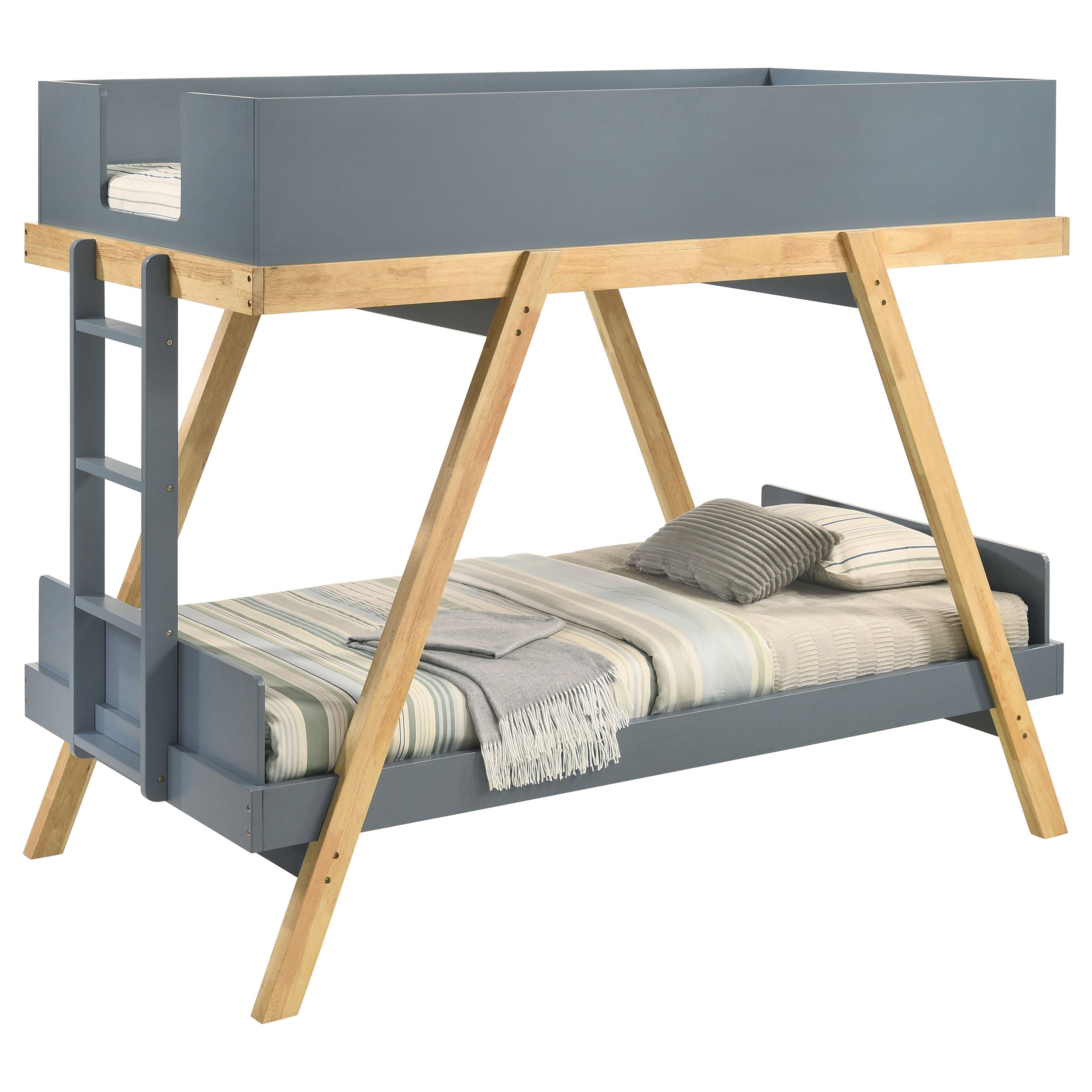 Dar Furniture - Coaster - Frankie Twin Over Twin Bunk Bed with 7-inch Mattresses Blue - 460572T-SM