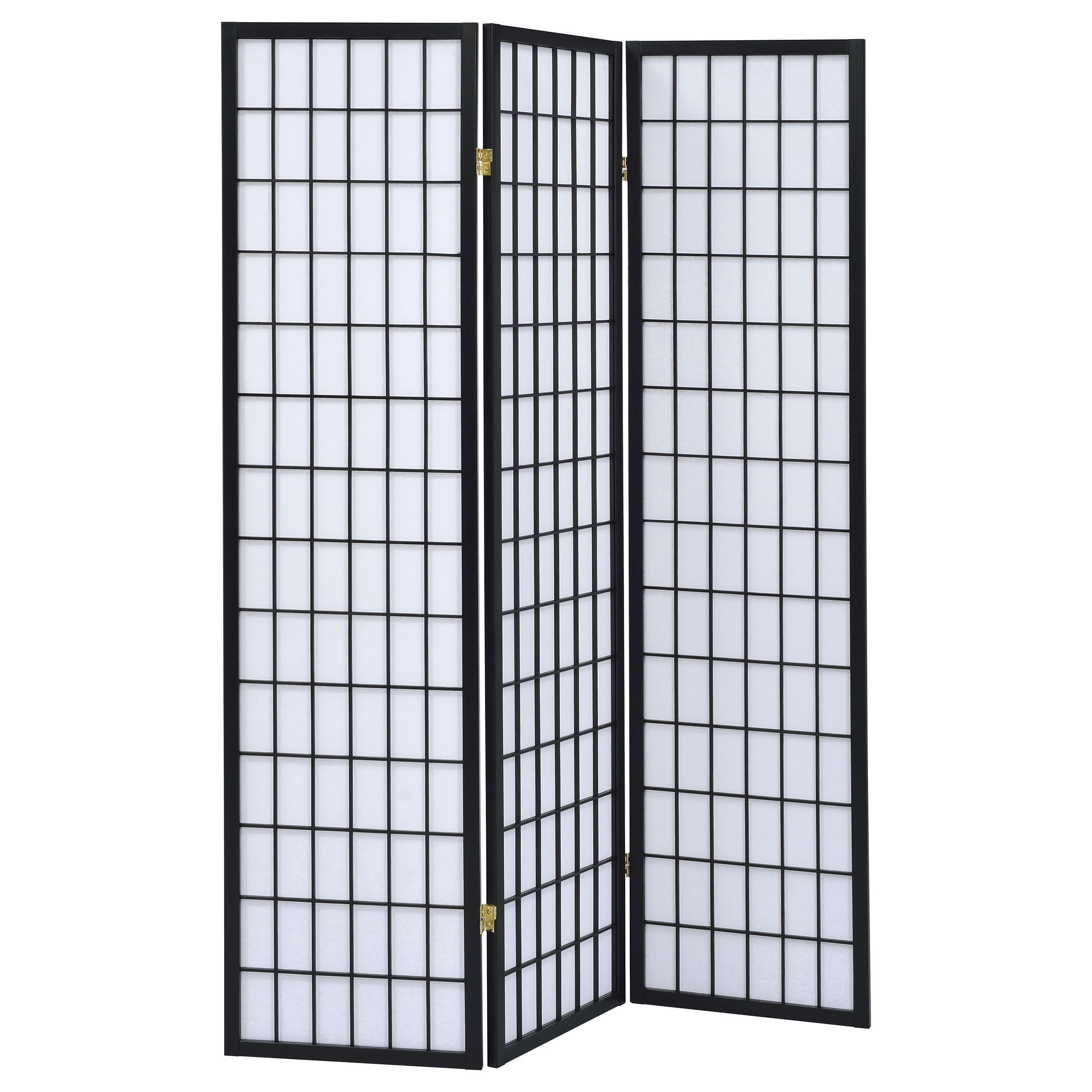 Dar Furniture - Coaster - Carrie 3-Panel Room Divider Folding Shoji Screen Black - 4622